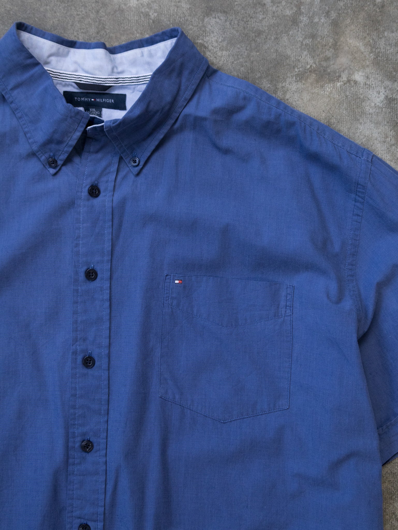 Vintage Tommy Hilfiger Blue Short Sleeve Shirt (2XL)