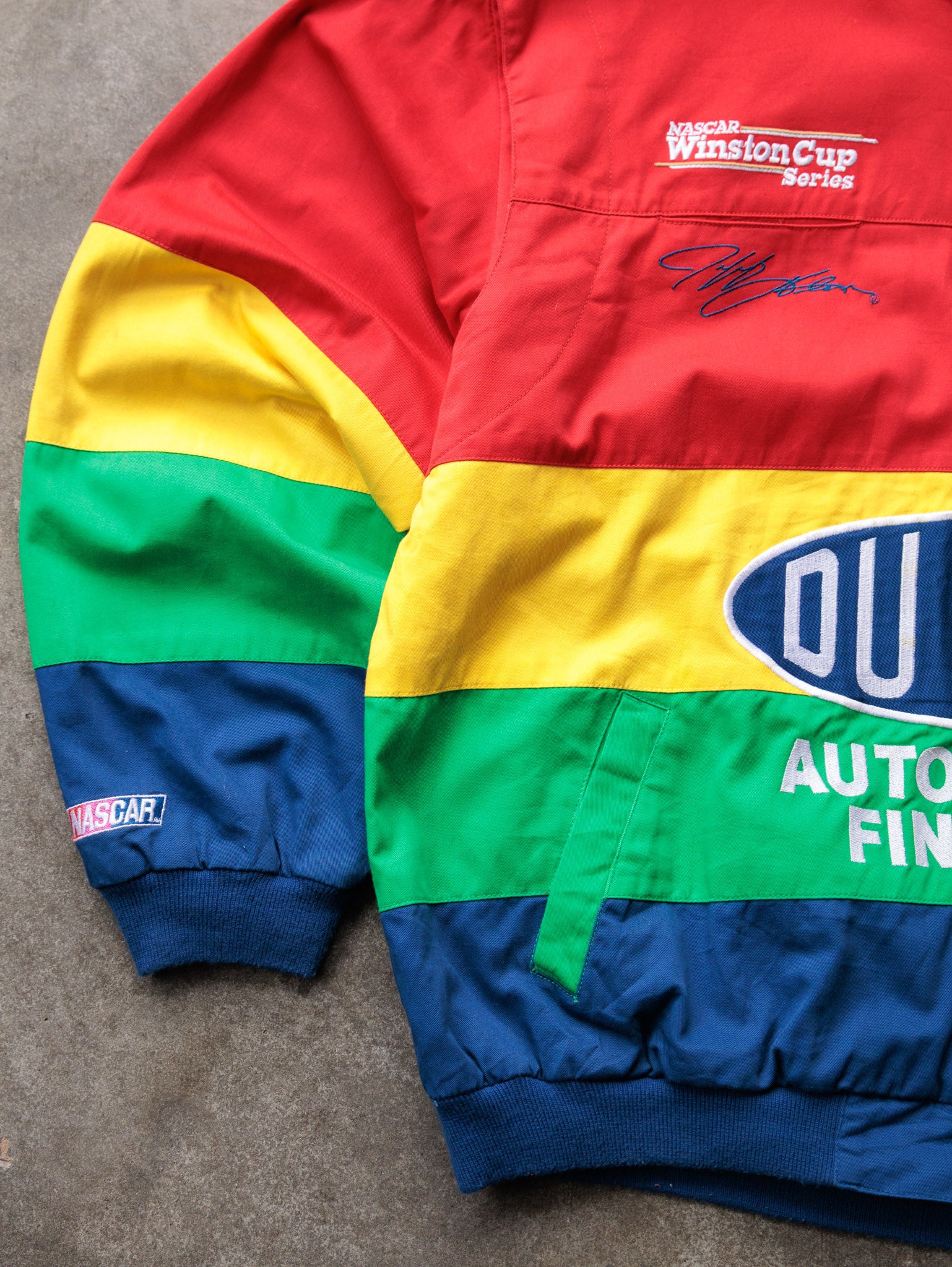 Vintage 90s Red NASCAR Jeff Gordon DuPont Colourblock Jacket (XL)