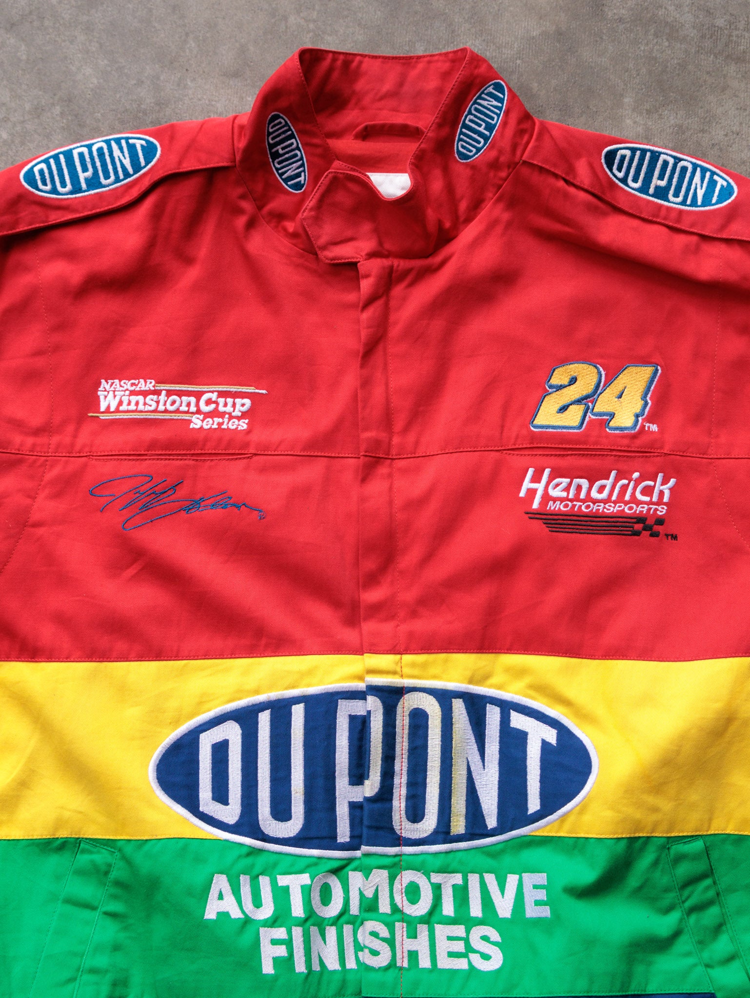 Vintage 90s Red NASCAR Jeff Gordon DuPont Colourblock Jacket (XL)