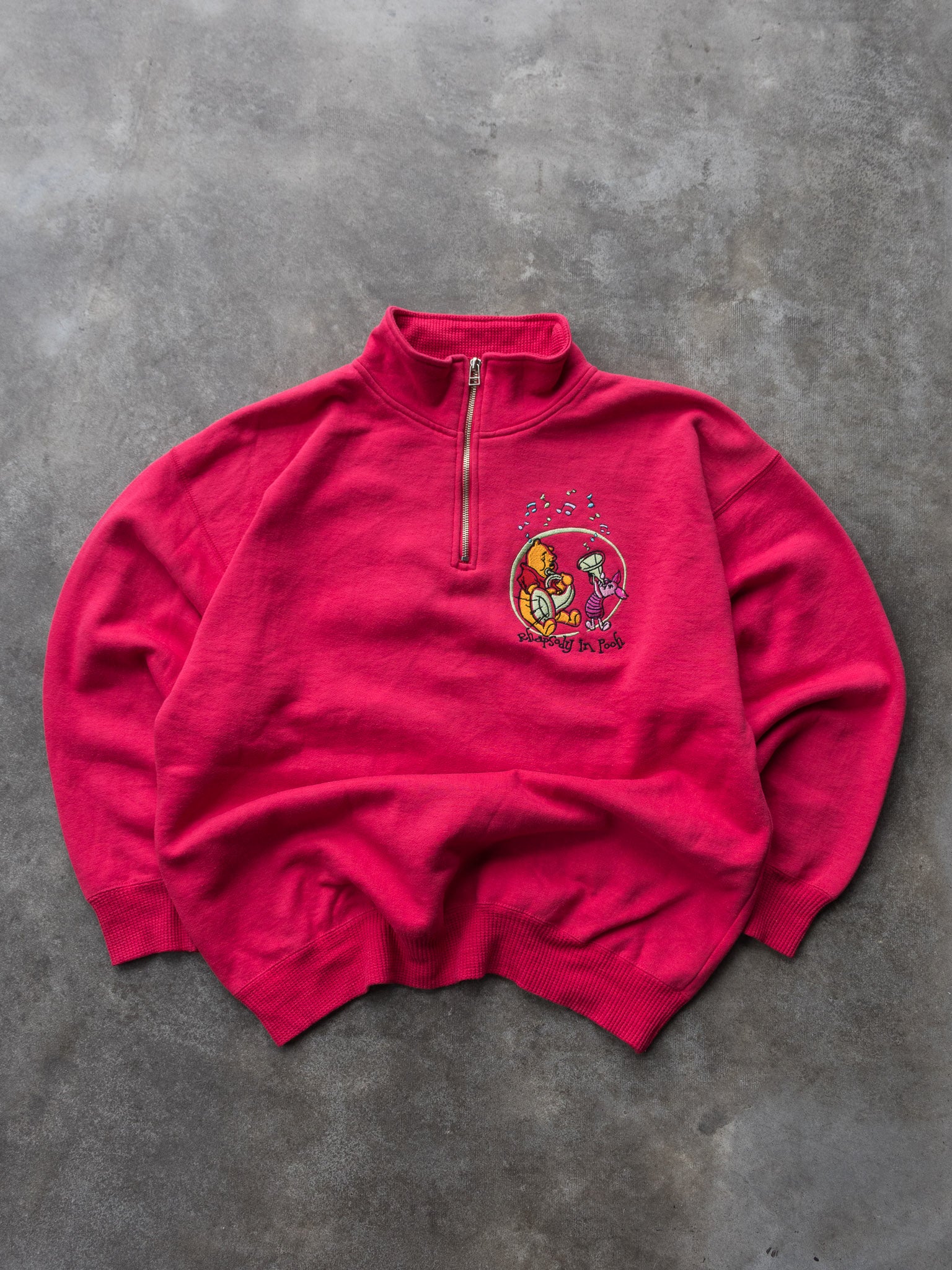 Vintage Pink Winnie the Pooh Rhapsody Quarter Zip Sweatshirt (L)