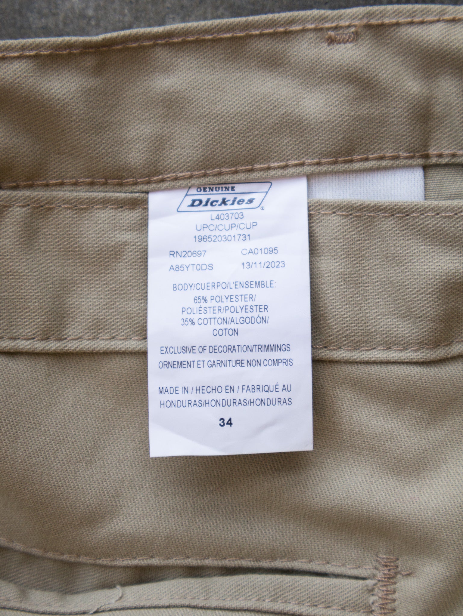 Khaki Dickies Work Shorts (W34)