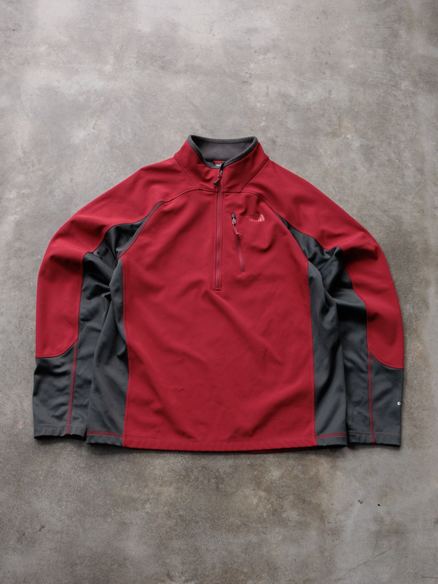 Vintage Red The North Face Colourblock Fleece Quarter Zip (L)