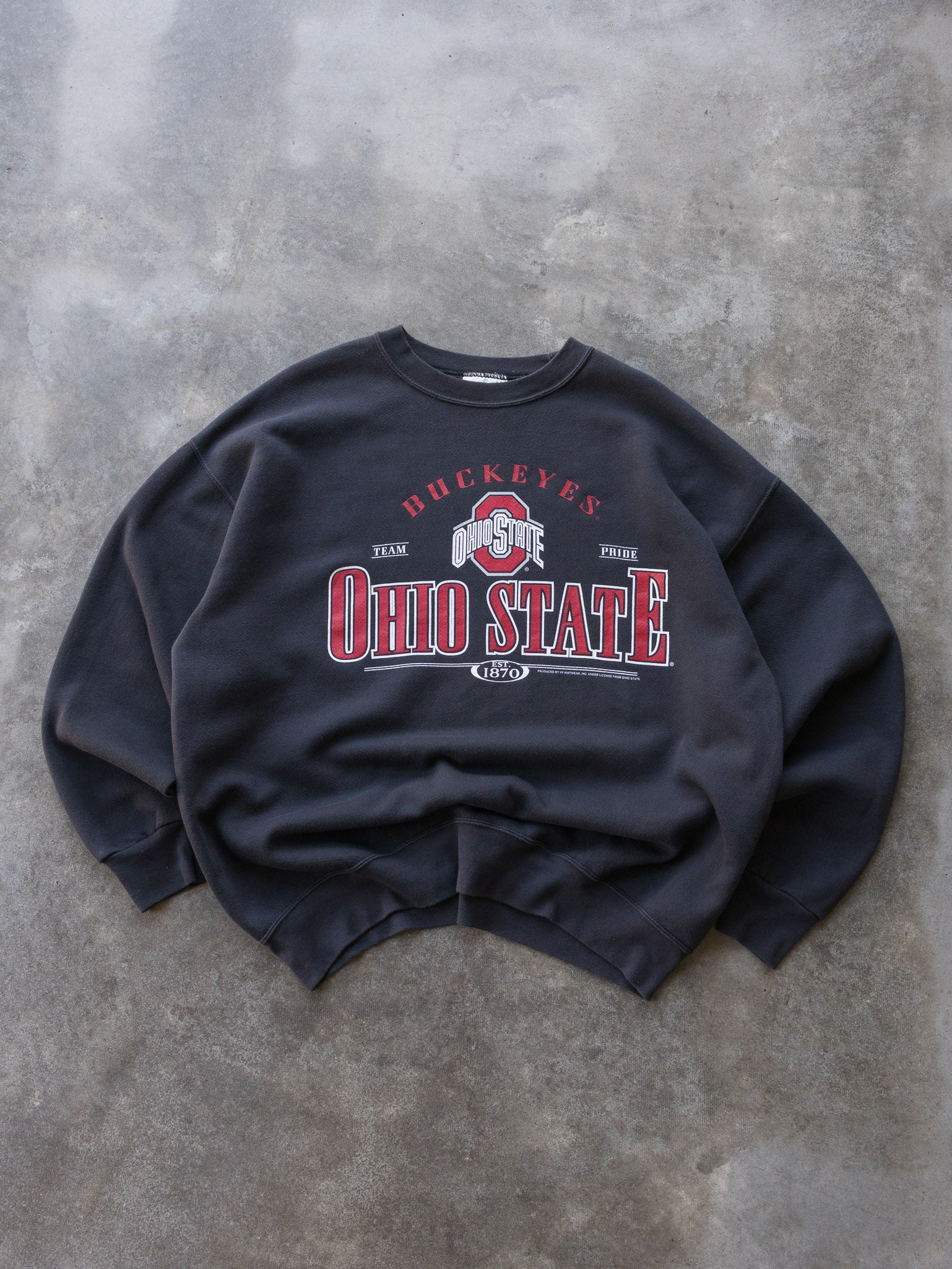 Vintage 90s Faded Black Ohio State Buckeyes Sweatshirt (XL)