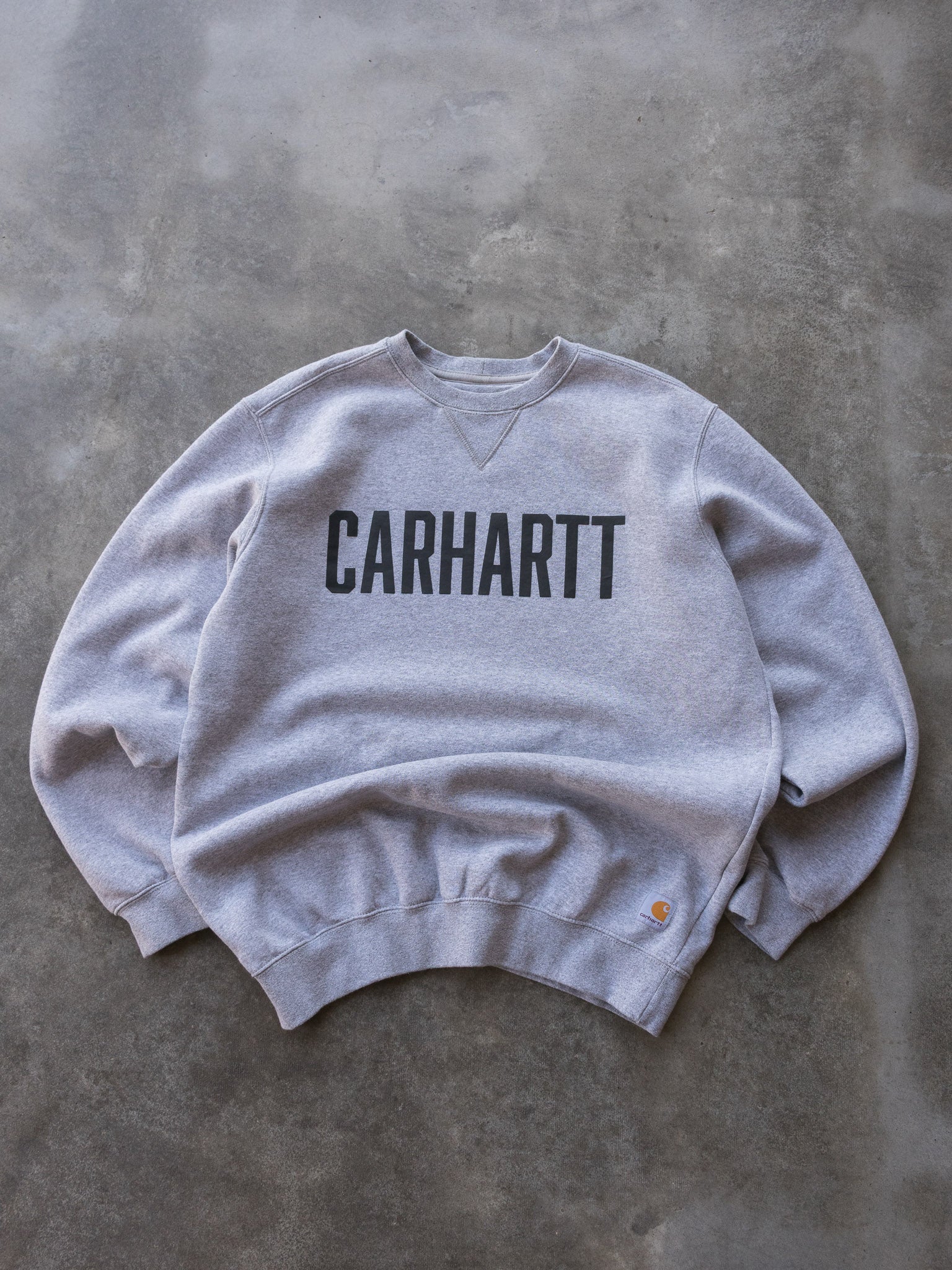 Vintage Grey Carhartt Spell Out Sweatshirt (M)