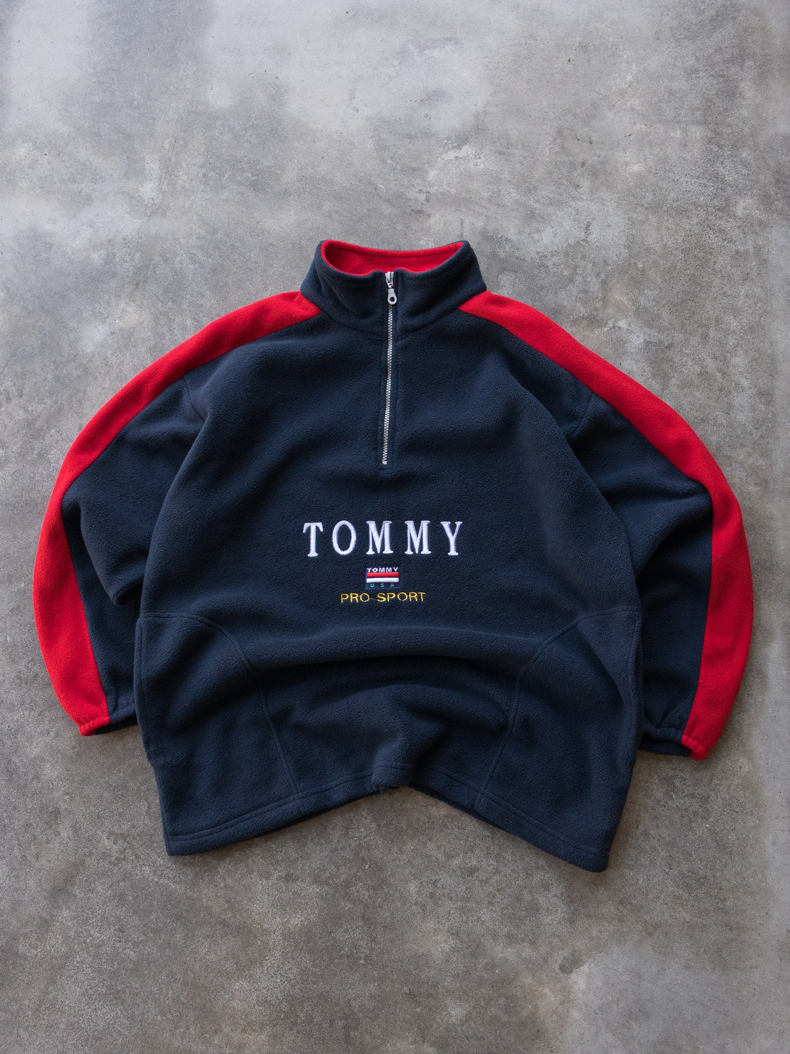 Vintage 90s Tommy Hilfiger Quarter Zip Fleece Sweatshirt (M)
