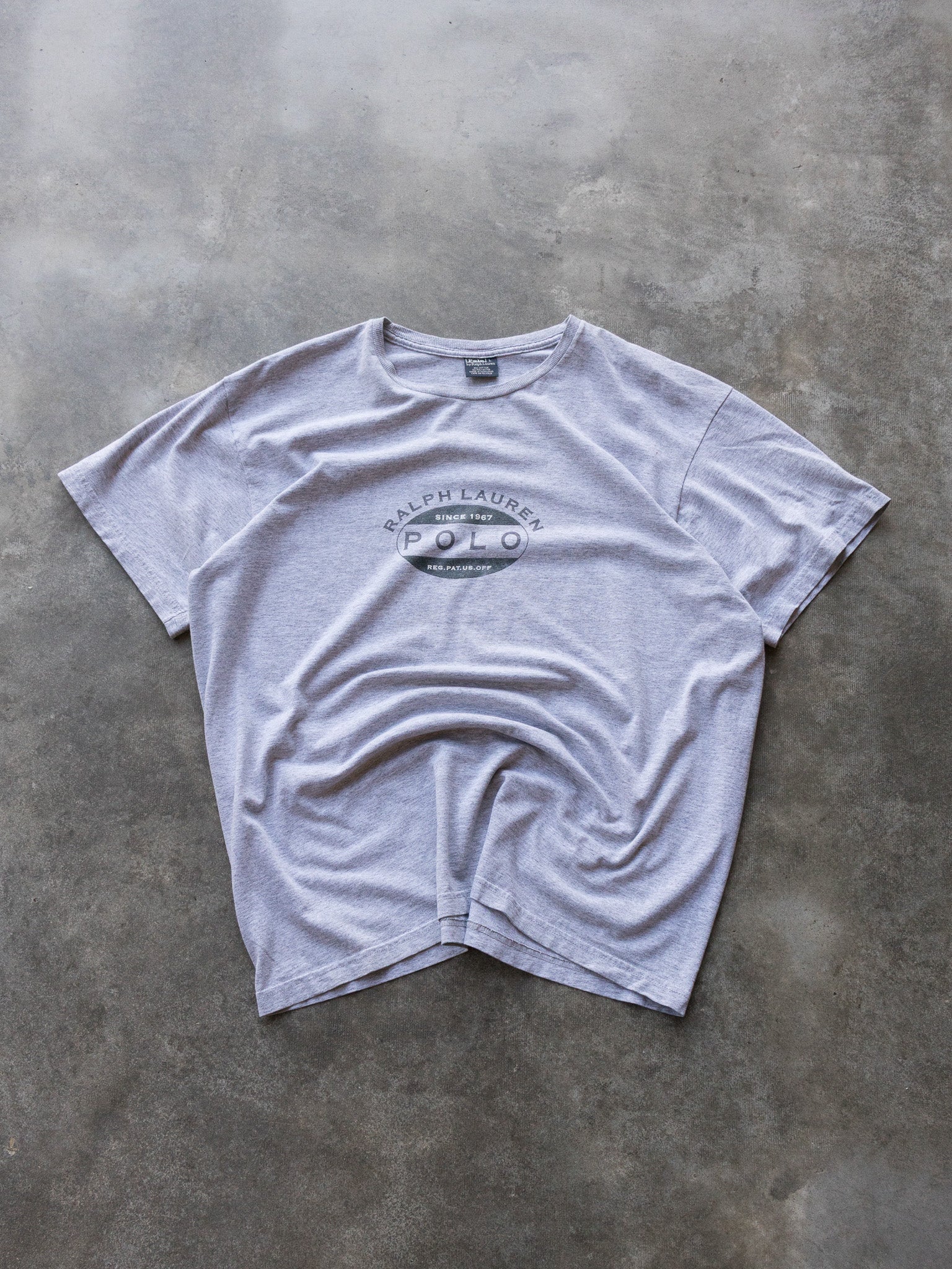 Vintage Grey Polo Ralph Lauren Graphic Tee (L)