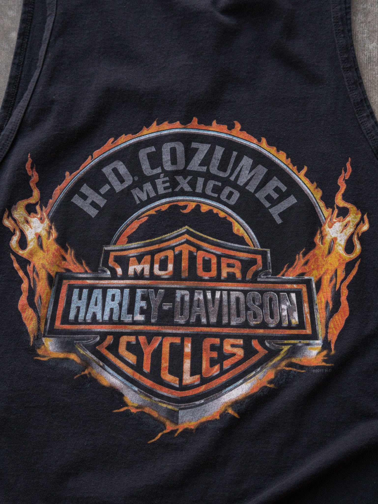 Vintage Black Harley-Davidson Mexico Skull Graphic Tank (M)