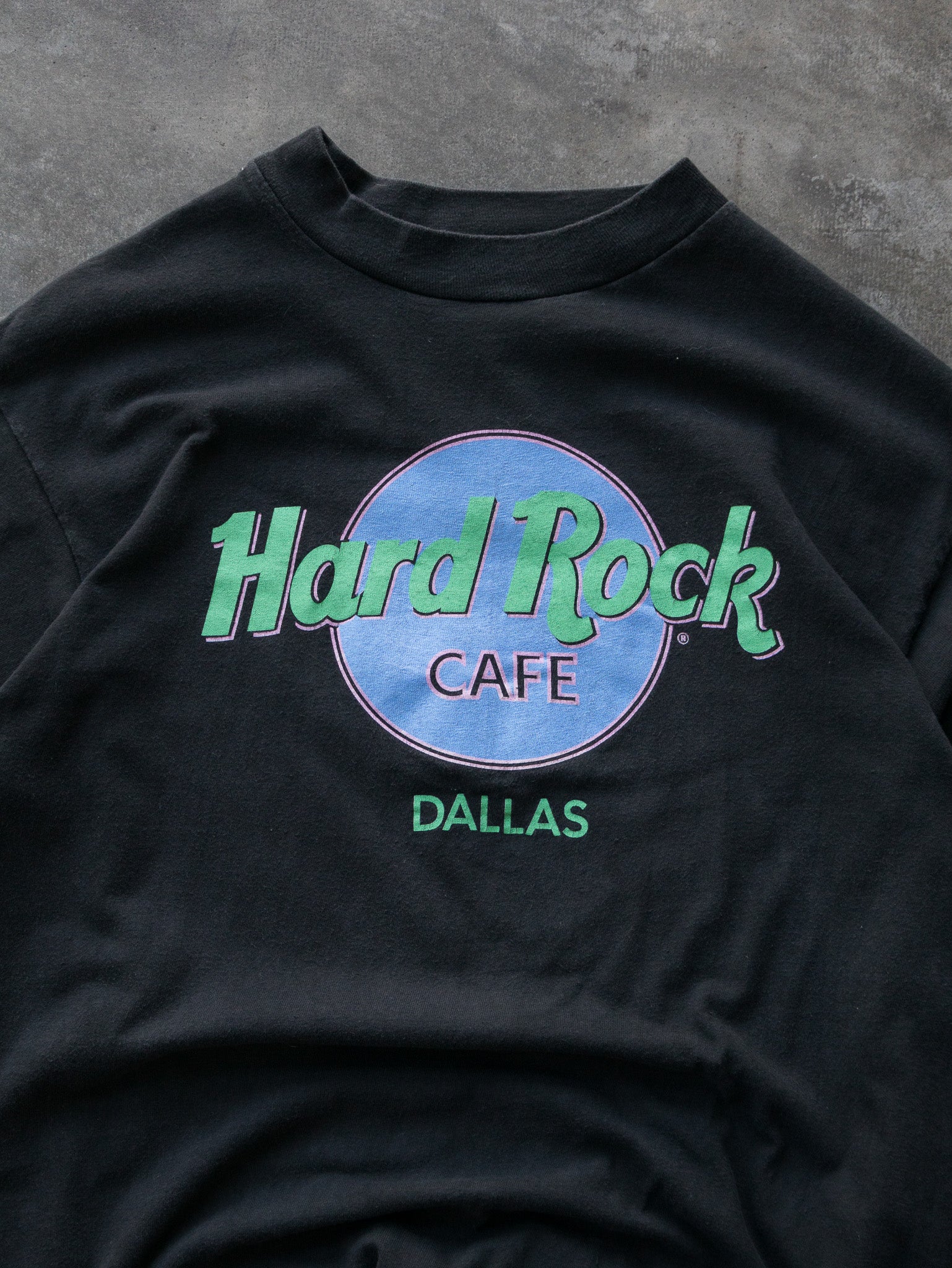 Vintage 90s Faded Black Hard Rock Cafe Dallas Tee (L)