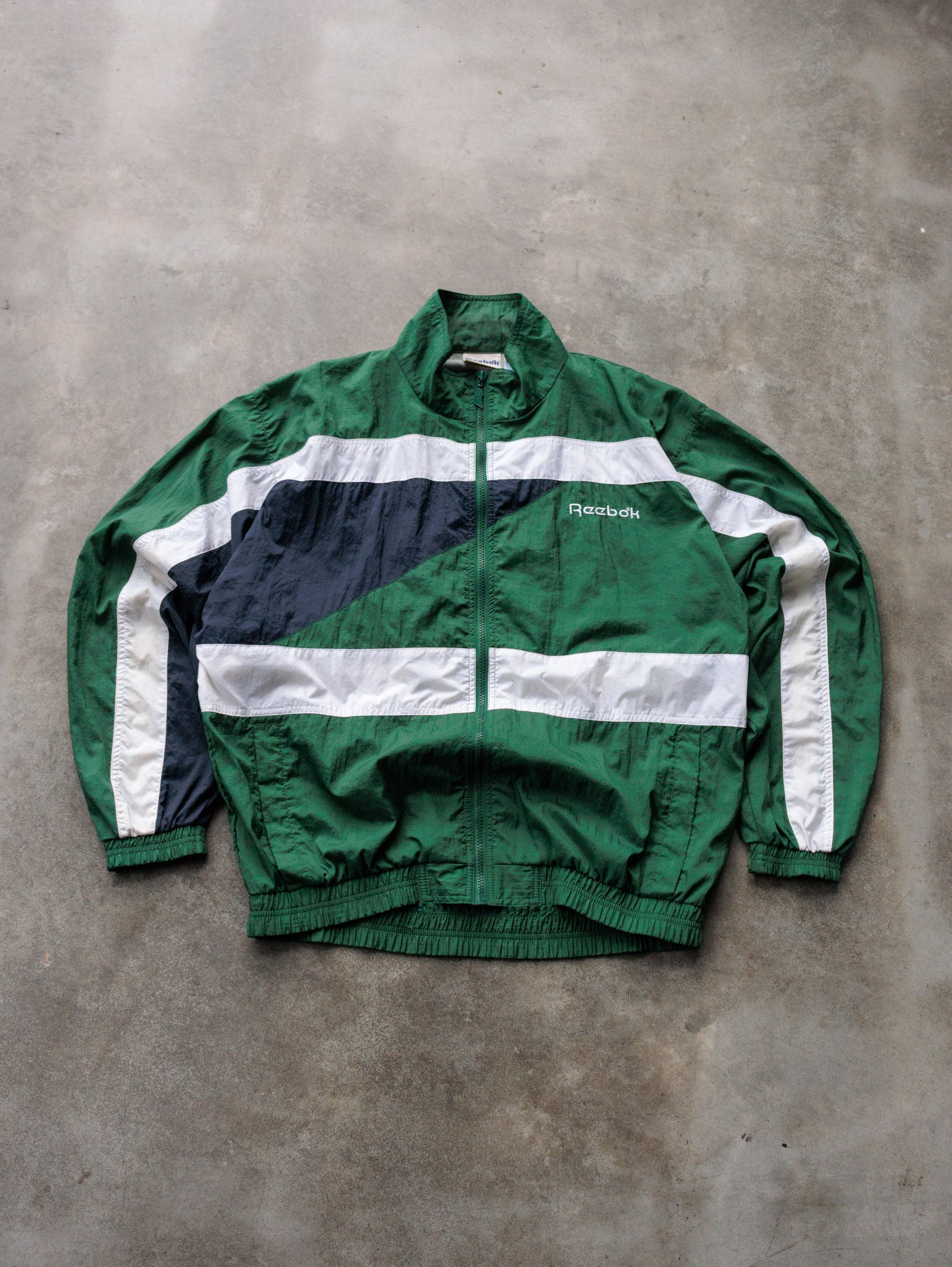 Vintage 90s Green Reebok Colourblock Windbreaker (M)