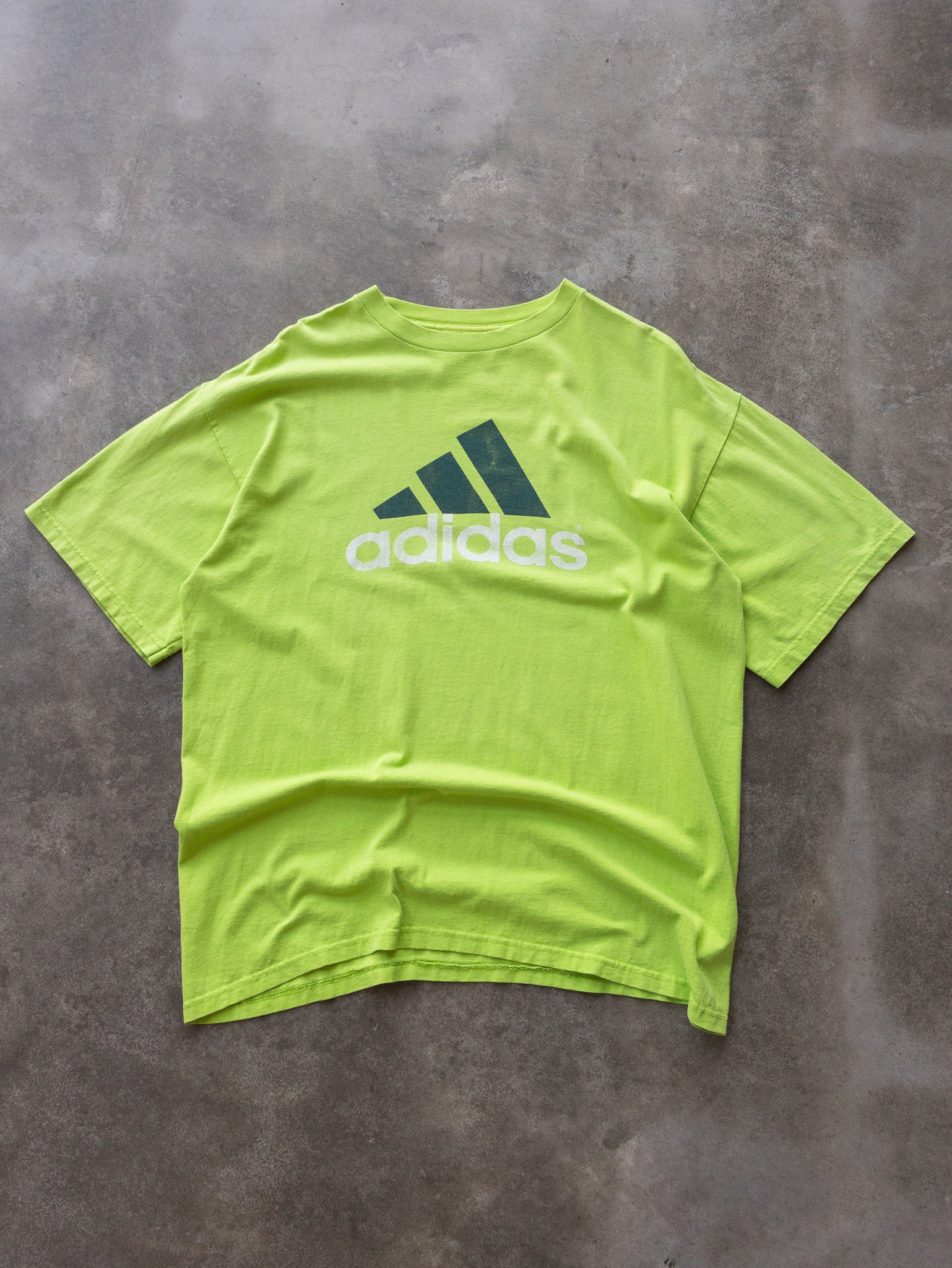 Vintage 90s Lime Adidas Logo Tee (L)
