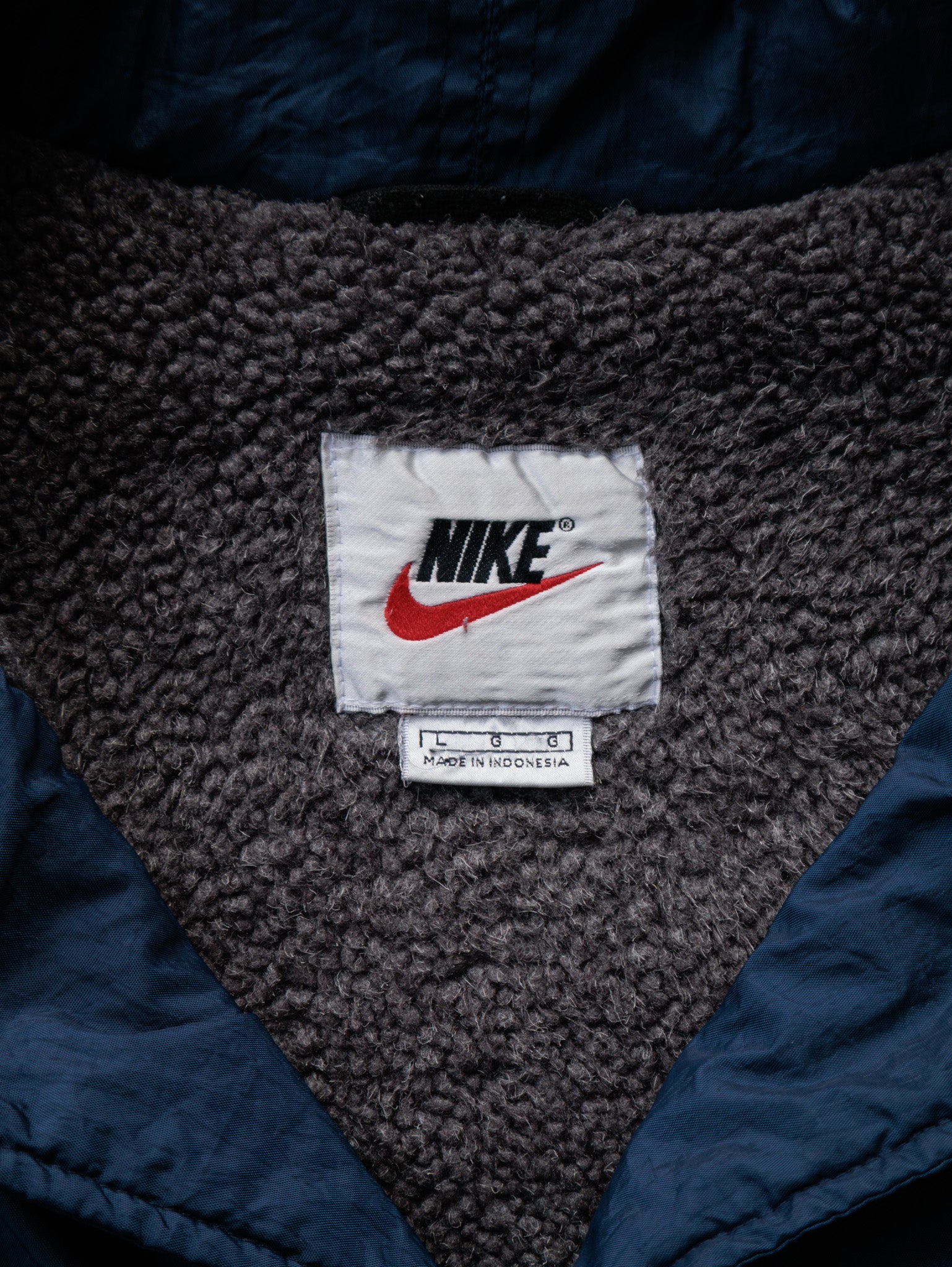 Vintage 90s Navy Nike Sherpa Coach Jacket (L)
