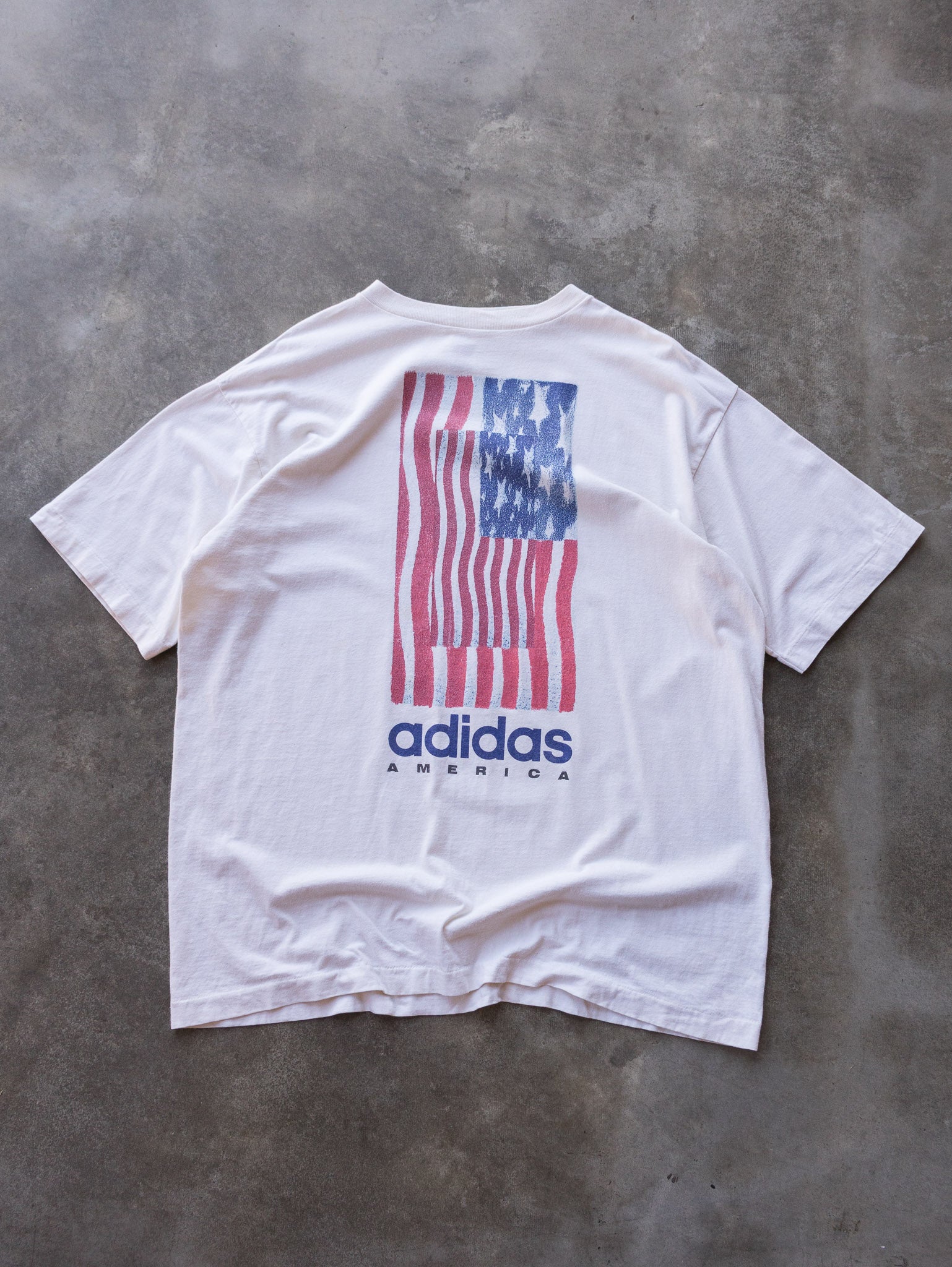 Vintage 90s Adidas USA Flag Graphic Tee (XL)