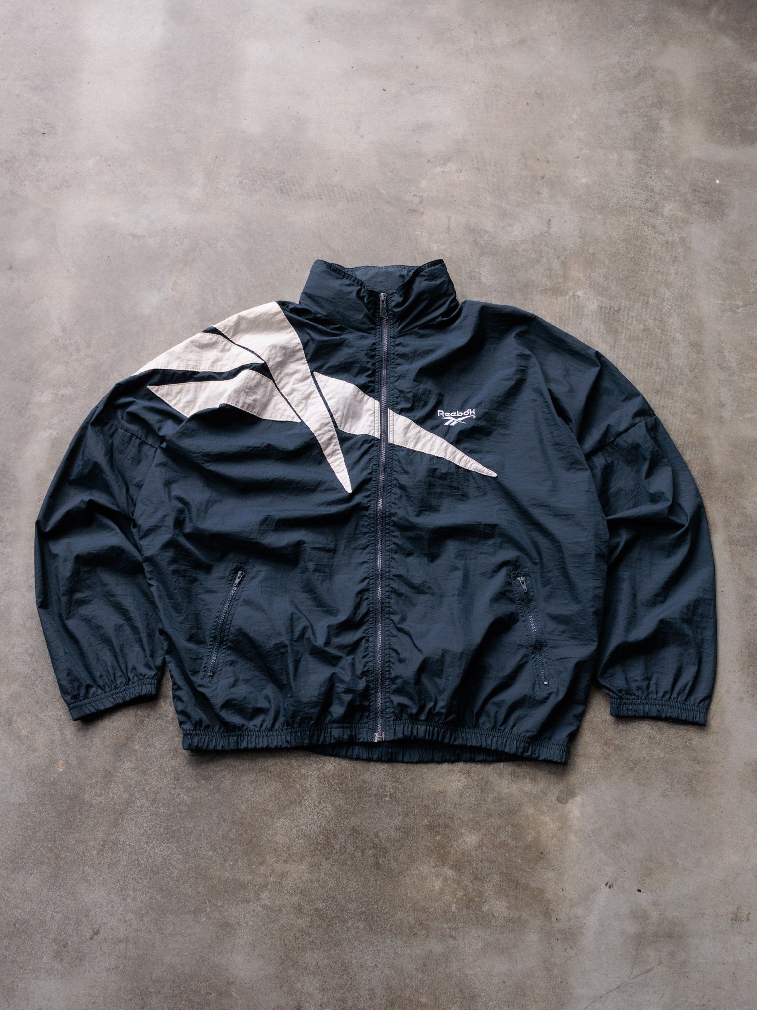 Vintage 90s Navy Reebok Colourblock Windbreaker (L)