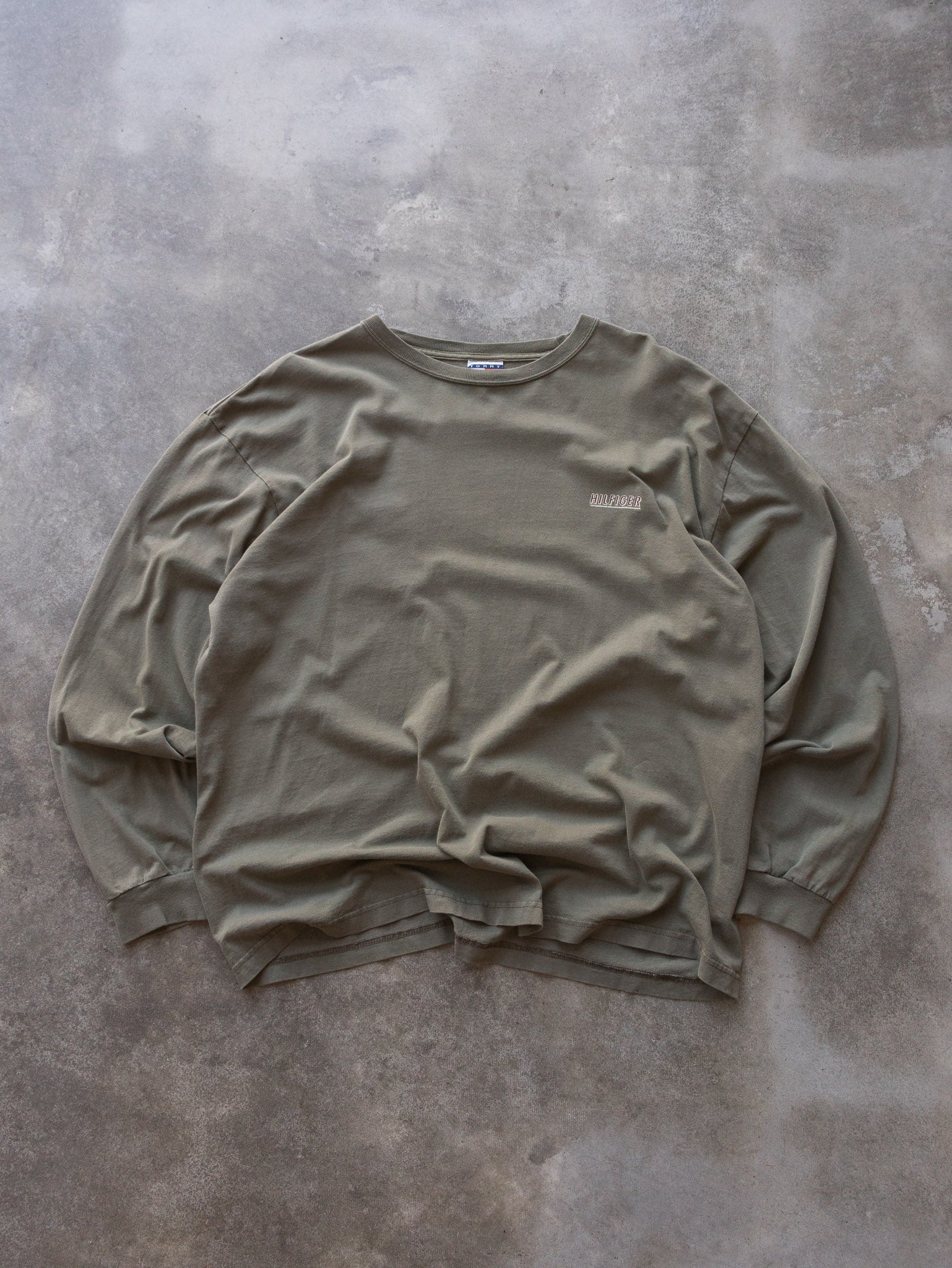 Vintage 90s Khaki Tommy Hilfiger Long Sleeve (XL)