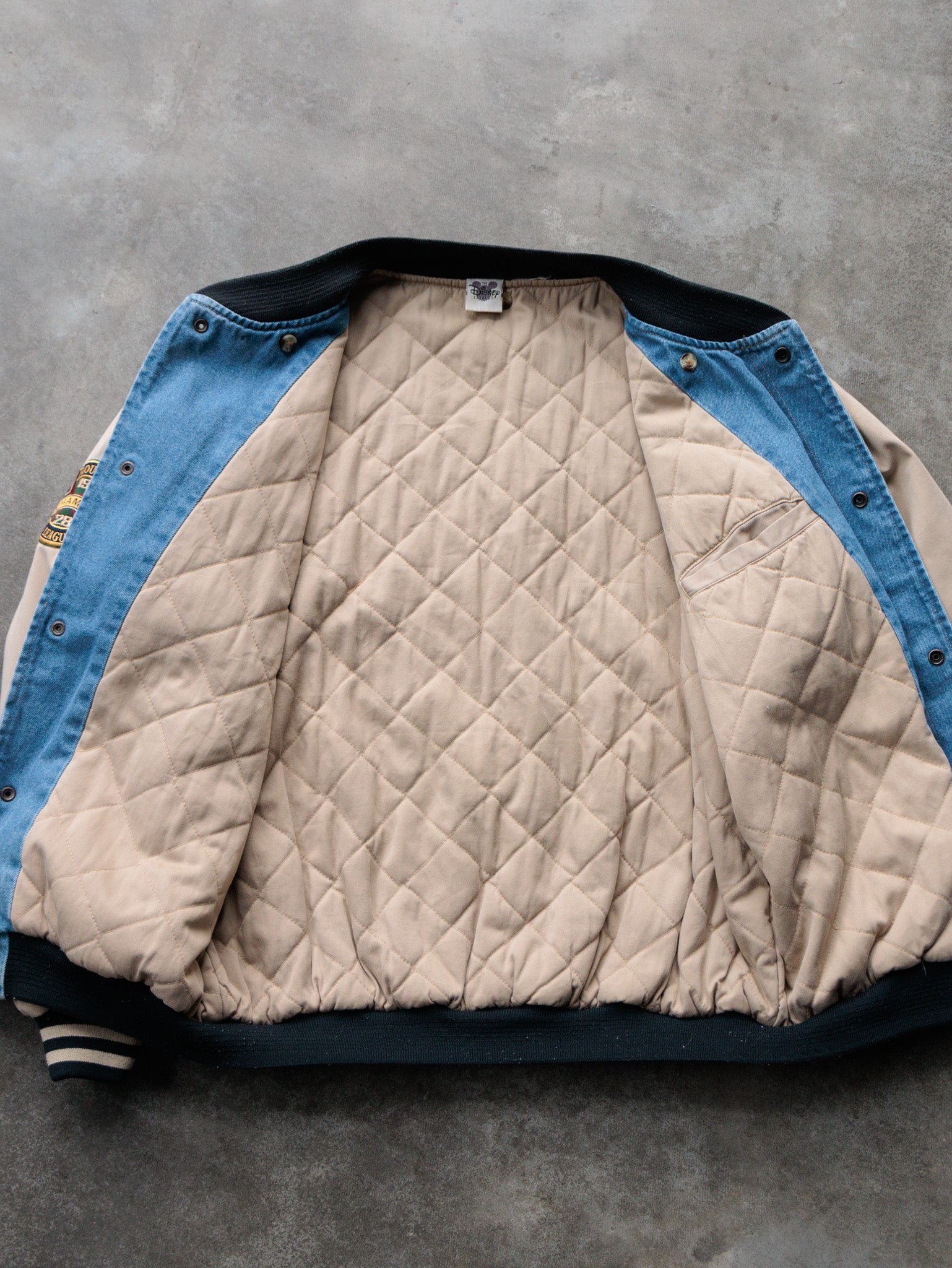 Vintage 90s Blue Denim Disney Mickey Mouse League Jacket (-)