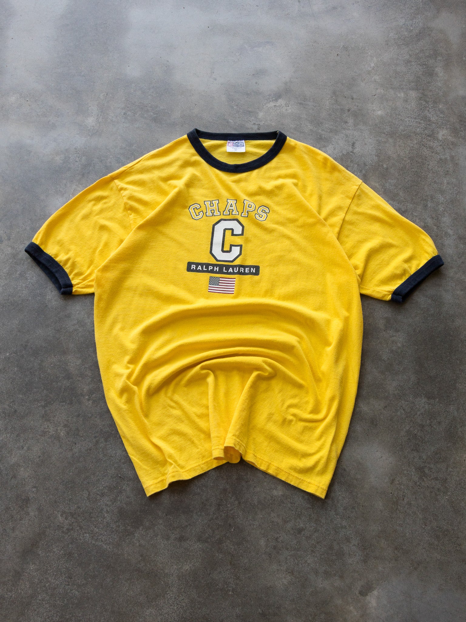 Vintage 90s Yellow Ralph Lauren Ringer Tee (M)