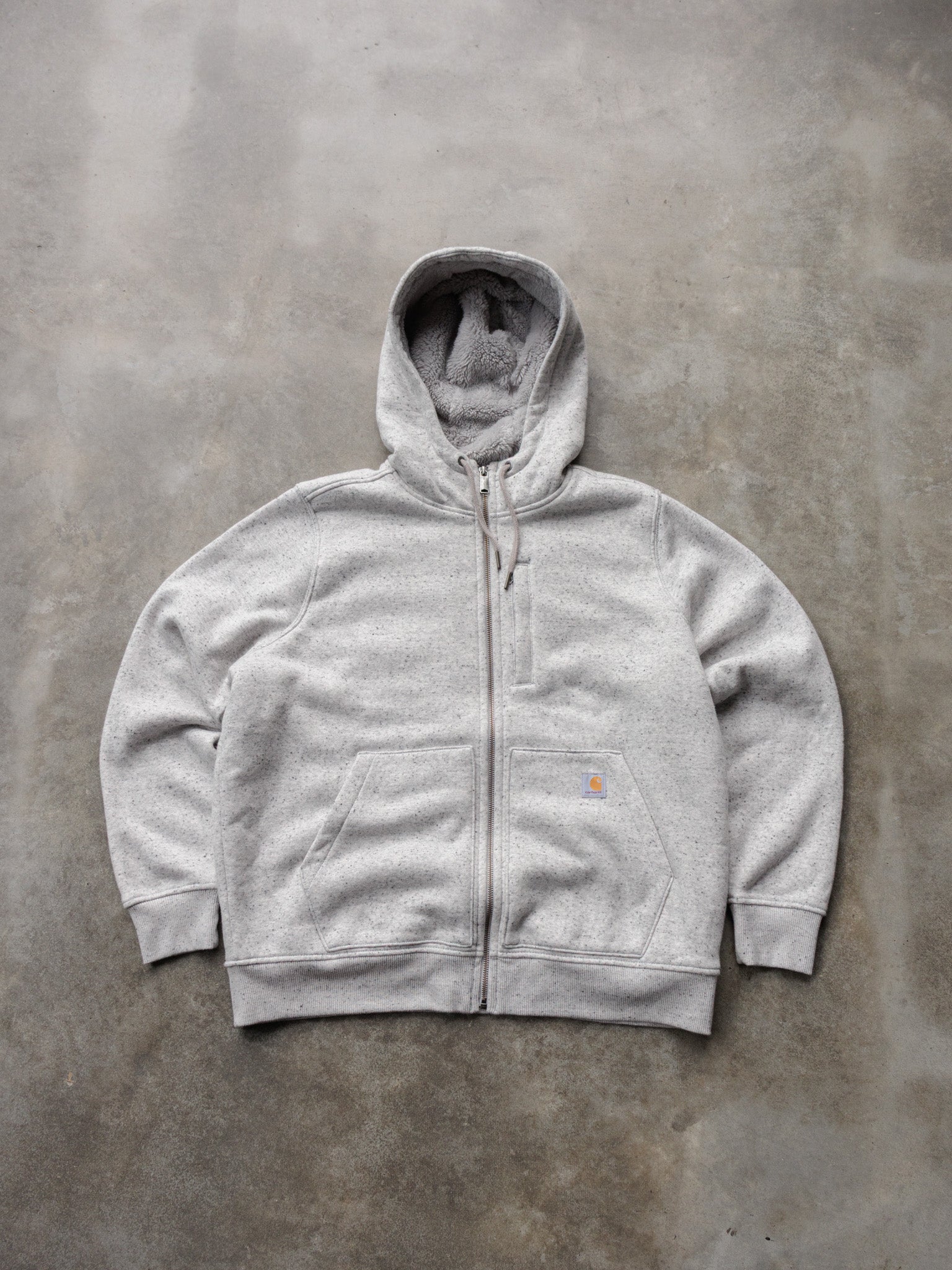Grey Carhartt Sherpa-Lined Hoodie (Women's L)