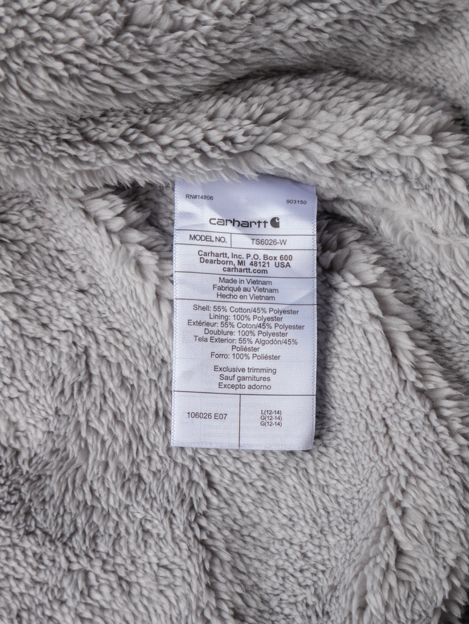 Grey Carhartt Sherpa-Lined Hoodie (Women's L)