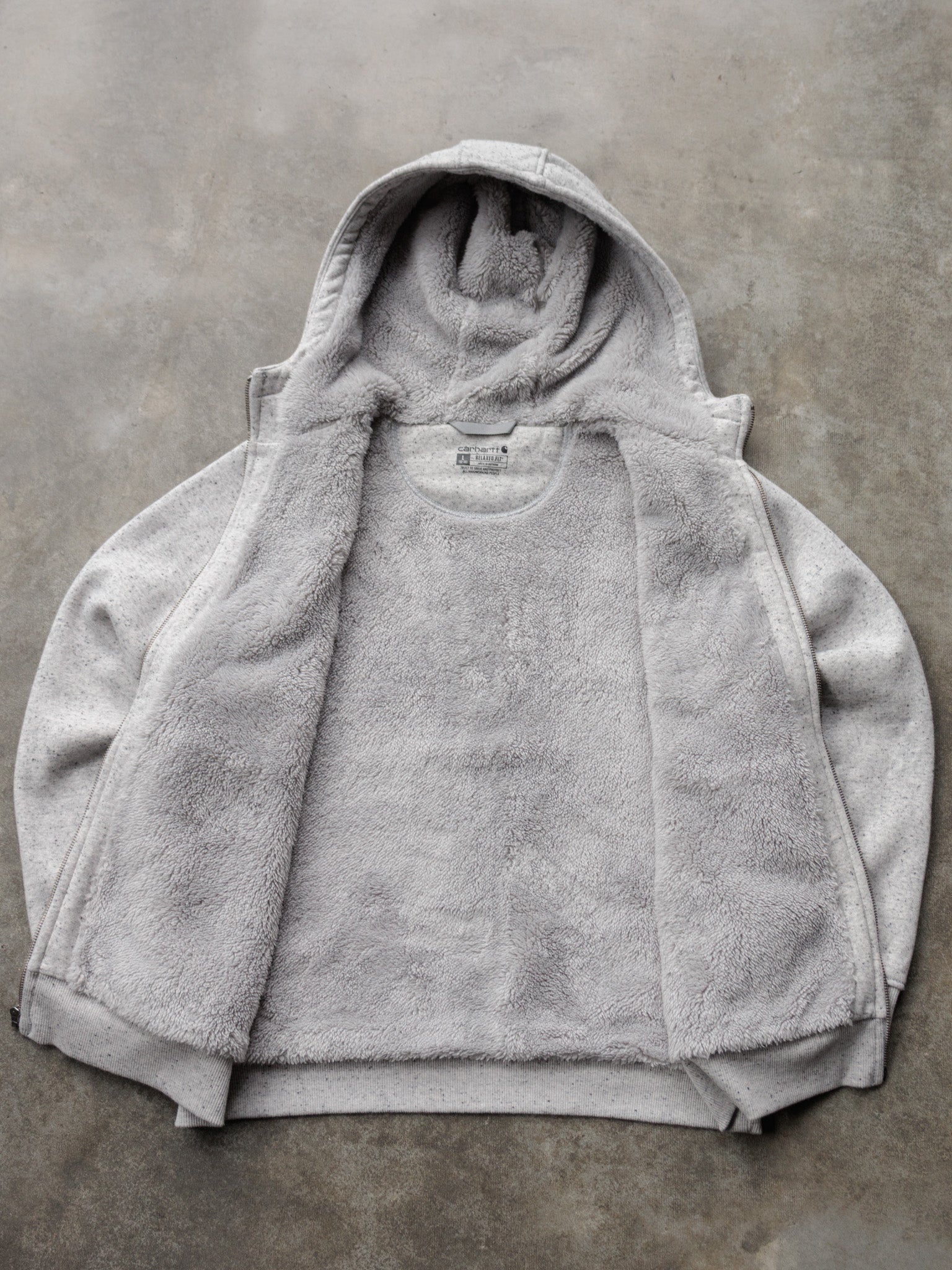 Grey Carhartt Sherpa-Lined Hoodie (Women's L)