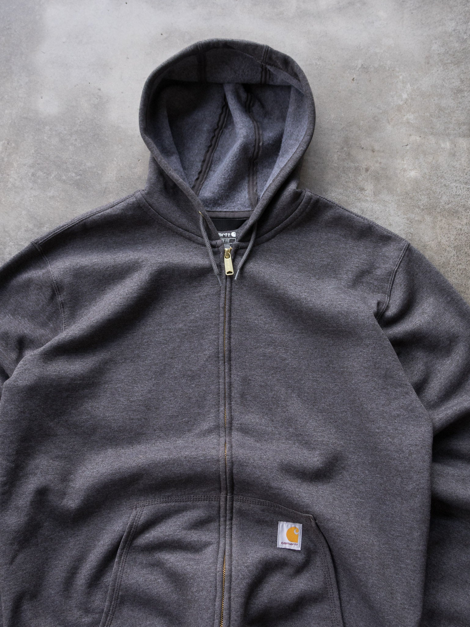 Vintage Grey Carhartt Zip Up Hoodie (L)