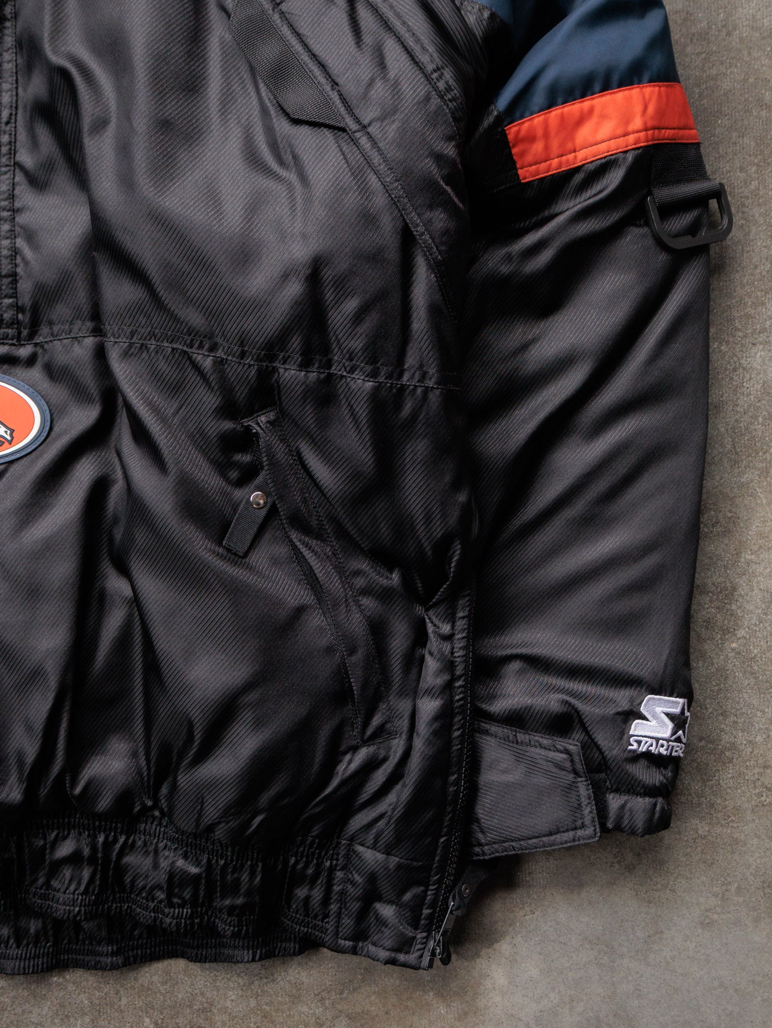 Vintage 90s Black Starter Denver Broncos Colourblock Puffer Jacket (L)
