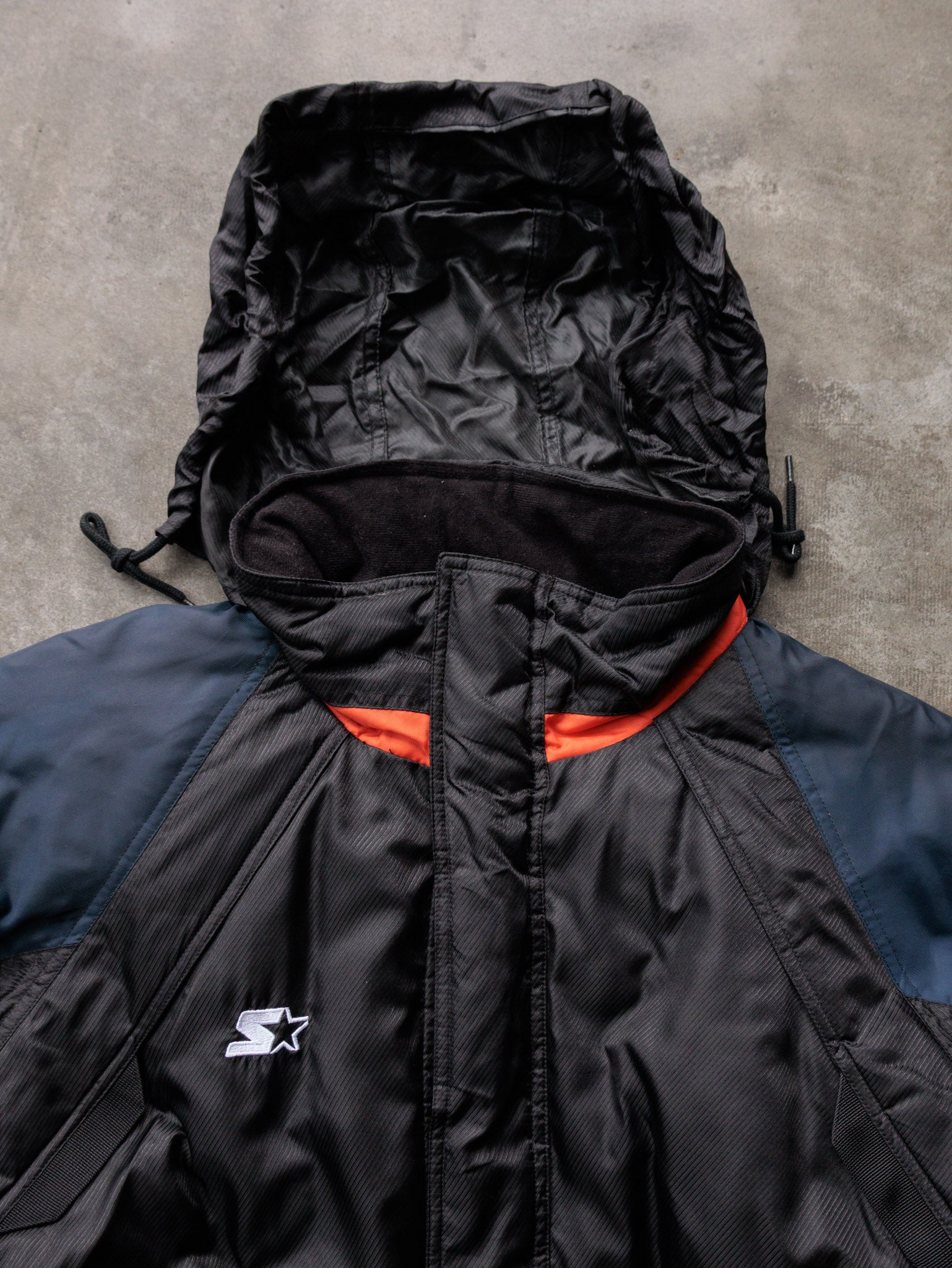 Vintage 90s Black Starter Denver Broncos Colourblock Puffer Jacket (L)
