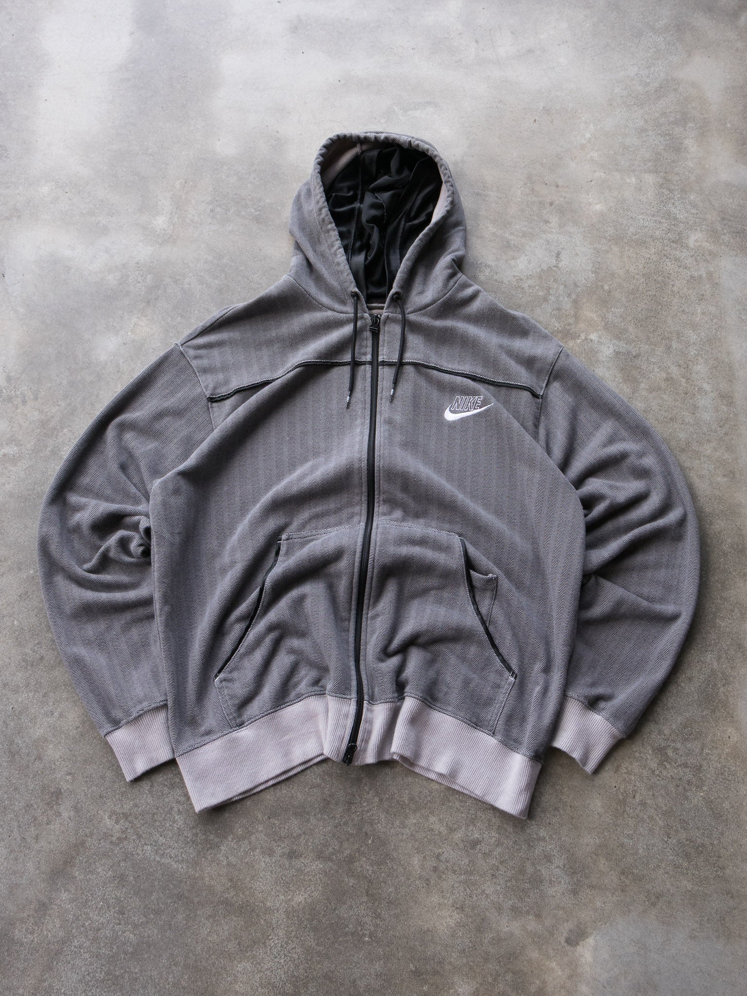 Vintage 00s Grey Nike Zip Up Hoodie (XL)