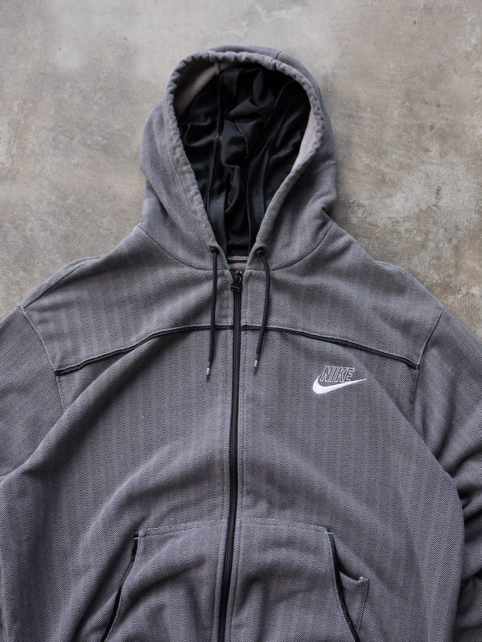 Vintage 00s Grey Nike Zip Up Hoodie (XL)