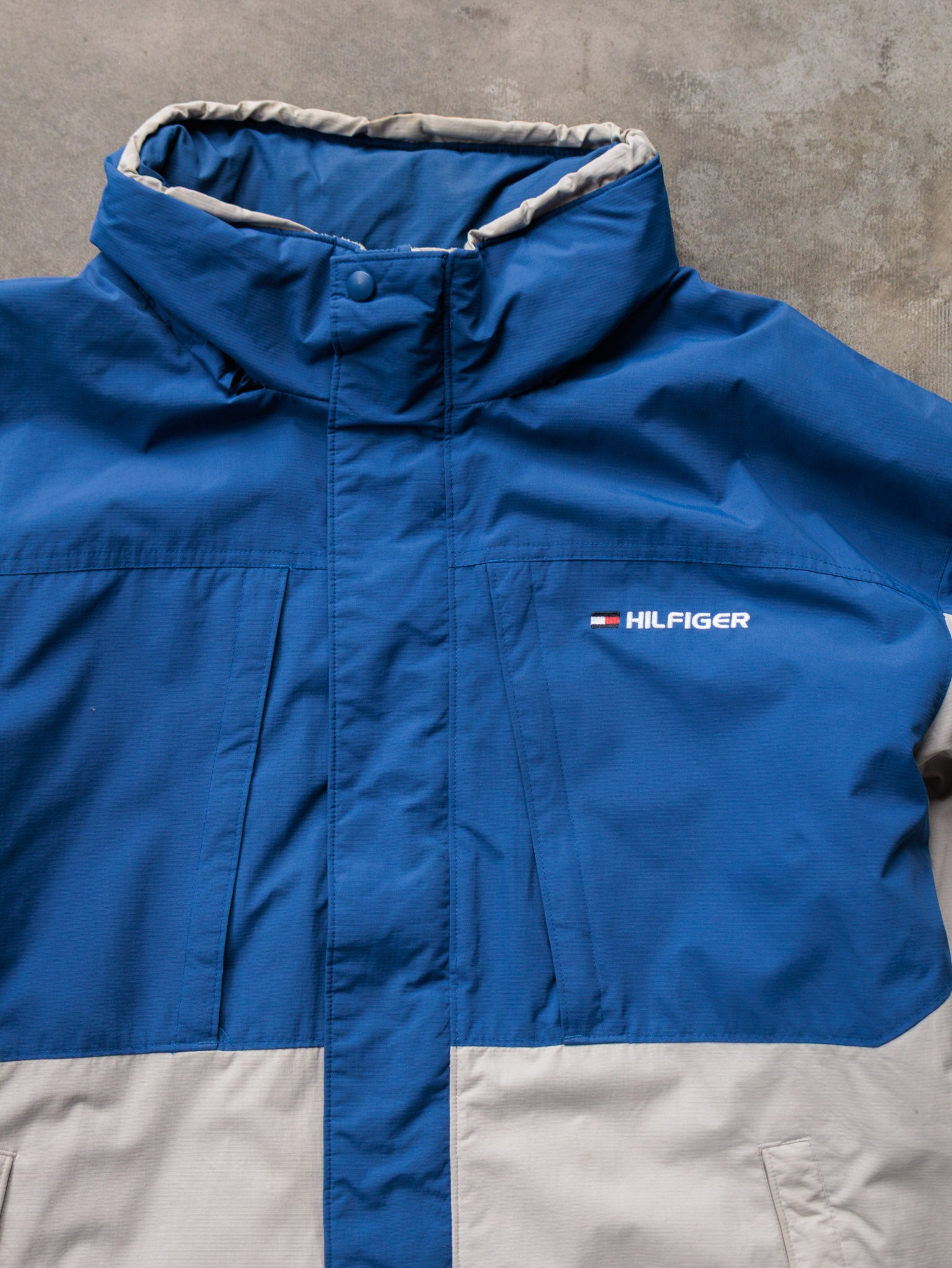 Vintage 00s Blue Tommy Hilfiger Colourblock Jacket (2XL)