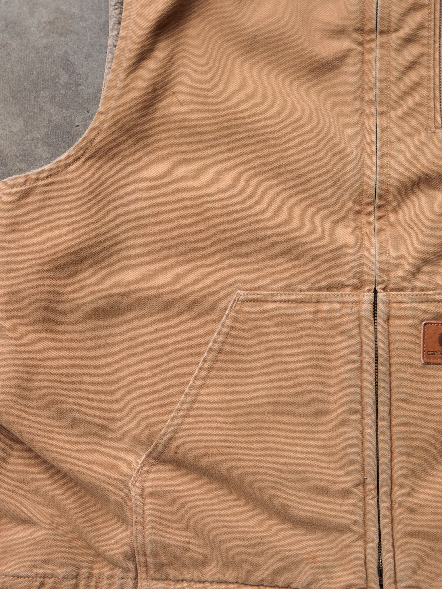 Vintage Brown Carhartt Sherpa-Lined Vest (XL)