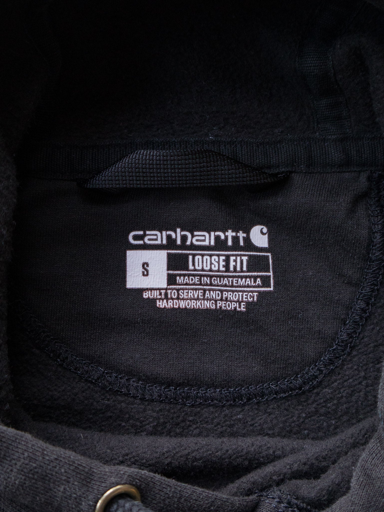 Vintage Black Carhartt Sleeve Spell Out Hoodie (S)
