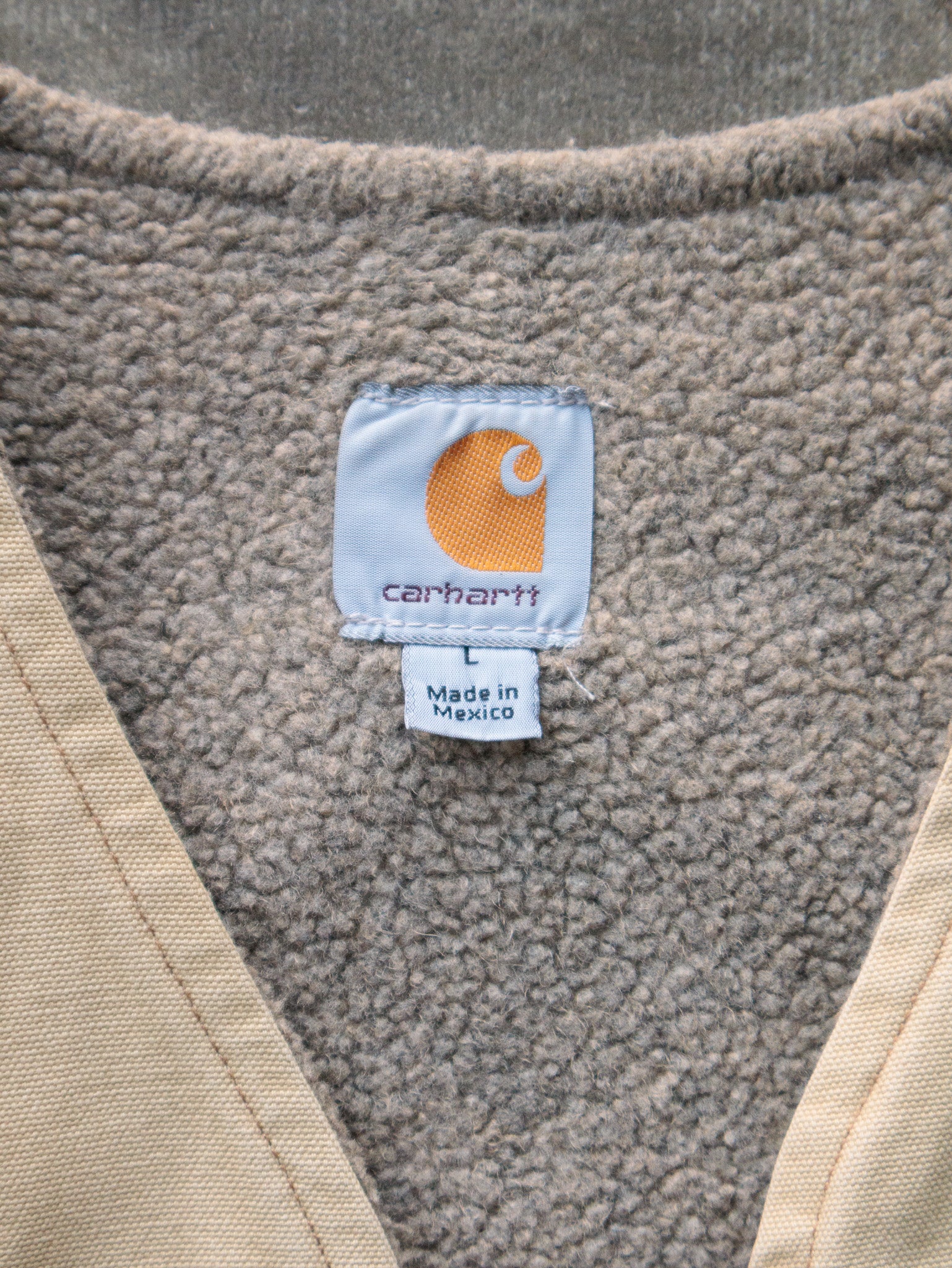Vintage Beige Carhartt Sherpa-Lined Vest (L)