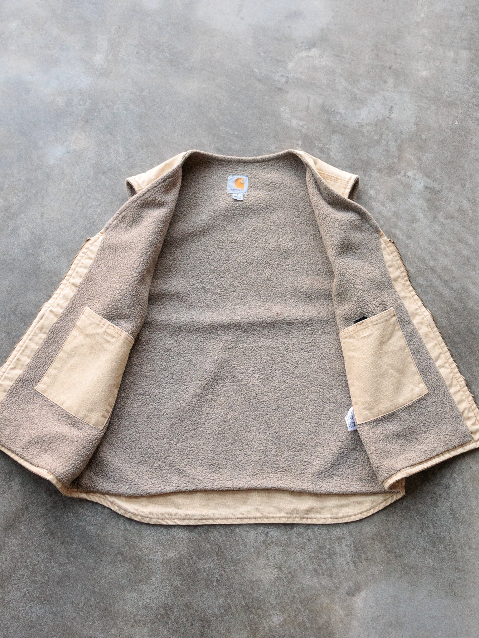 Vintage Beige Carhartt Sherpa-Lined Vest (L)