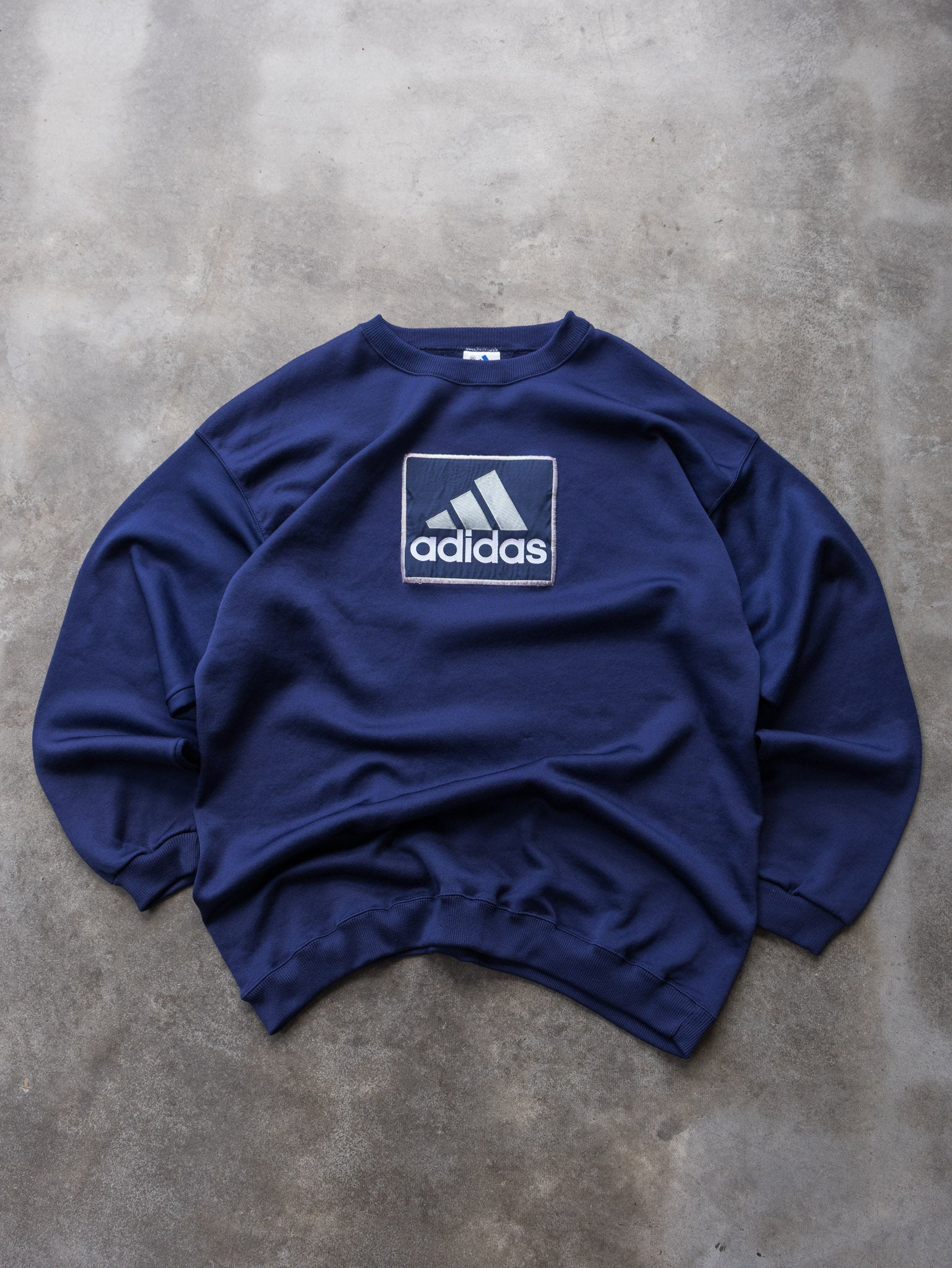Vintage 90s Navy Adidas Logo Sweatshirt (2XL)