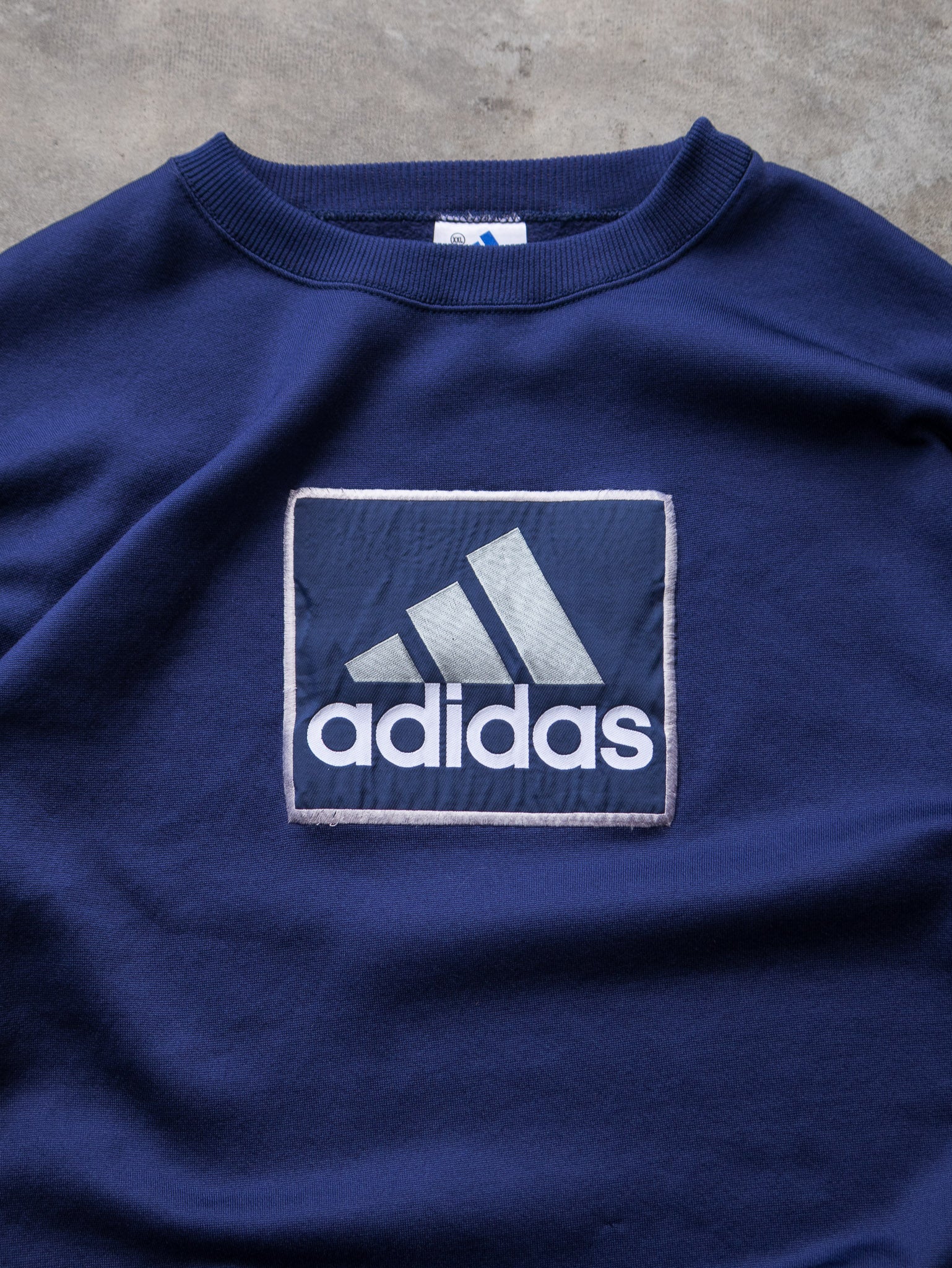 Vintage 90s Navy Adidas Logo Sweatshirt (2XL)
