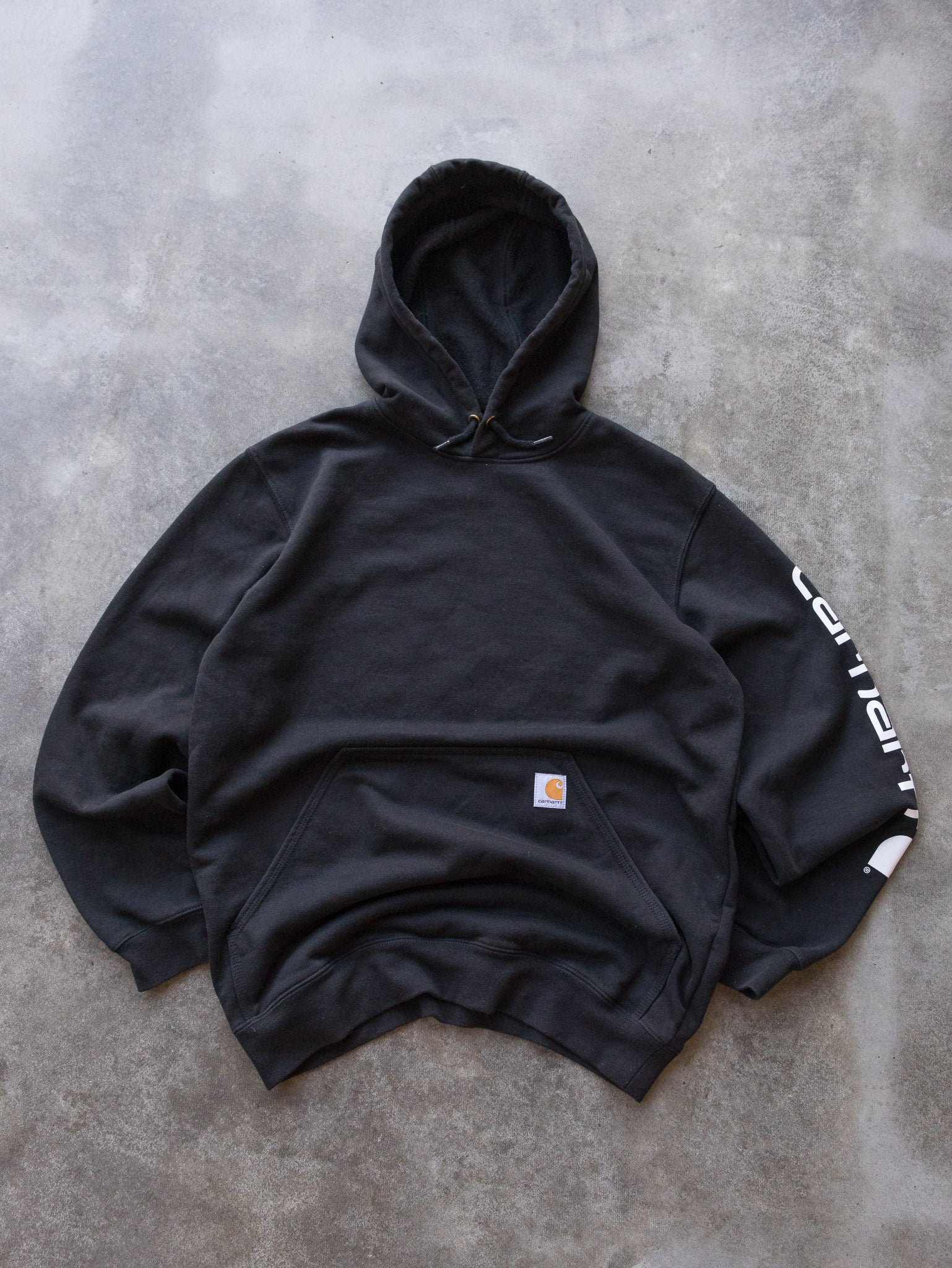 Vintage Black Carhartt Spell Out Hoodie (M)