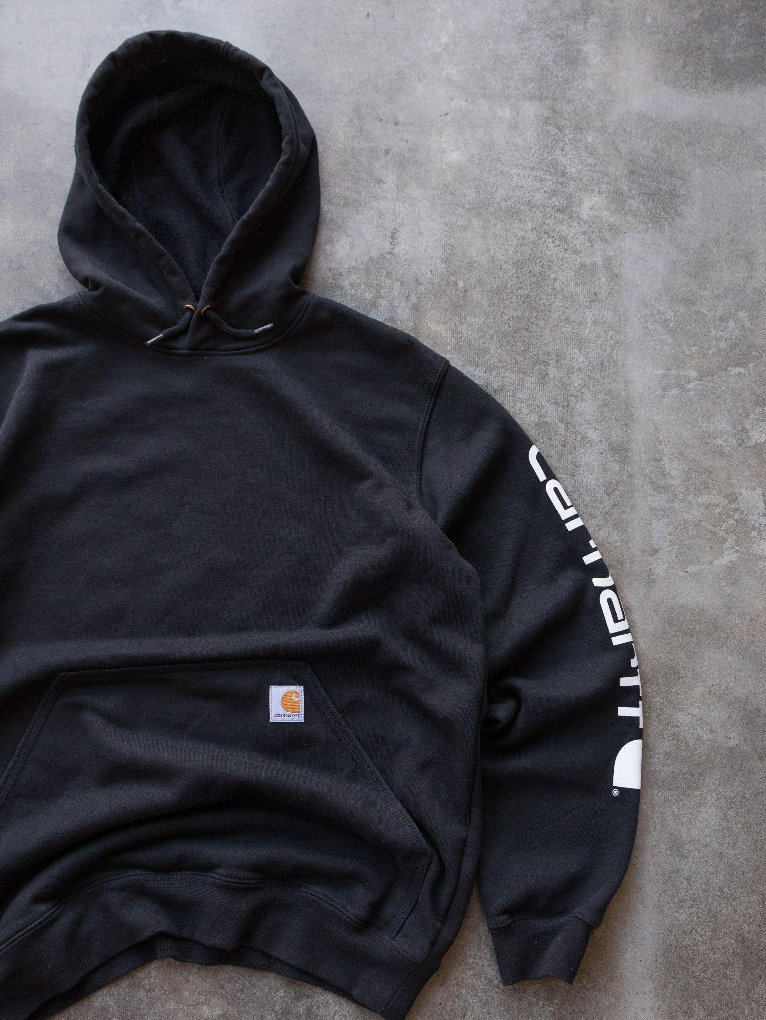 Vintage Black Carhartt Spell Out Hoodie (M)