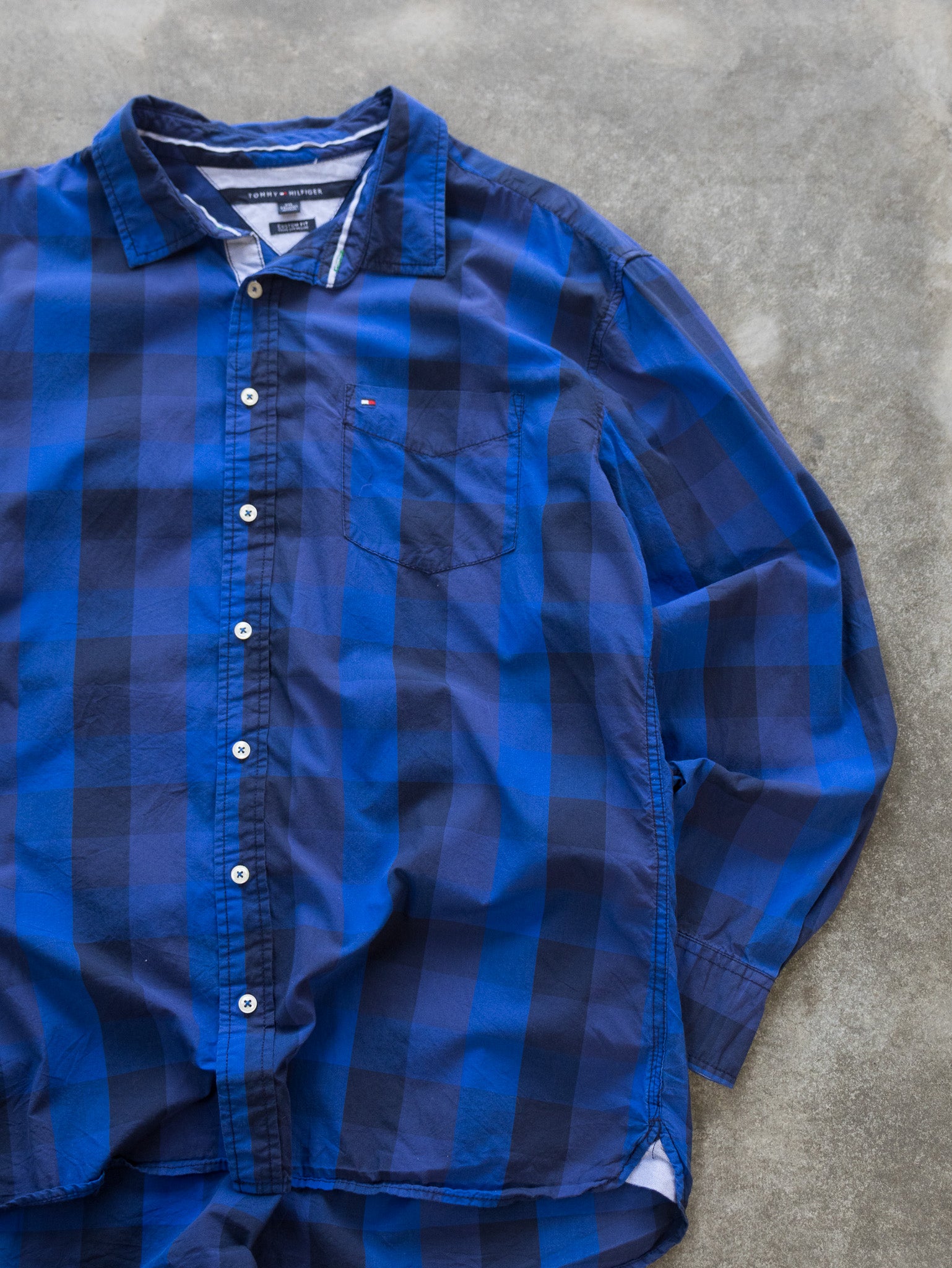 Vintage Blue Tommy Hilfiger Check Shirt (2XL)