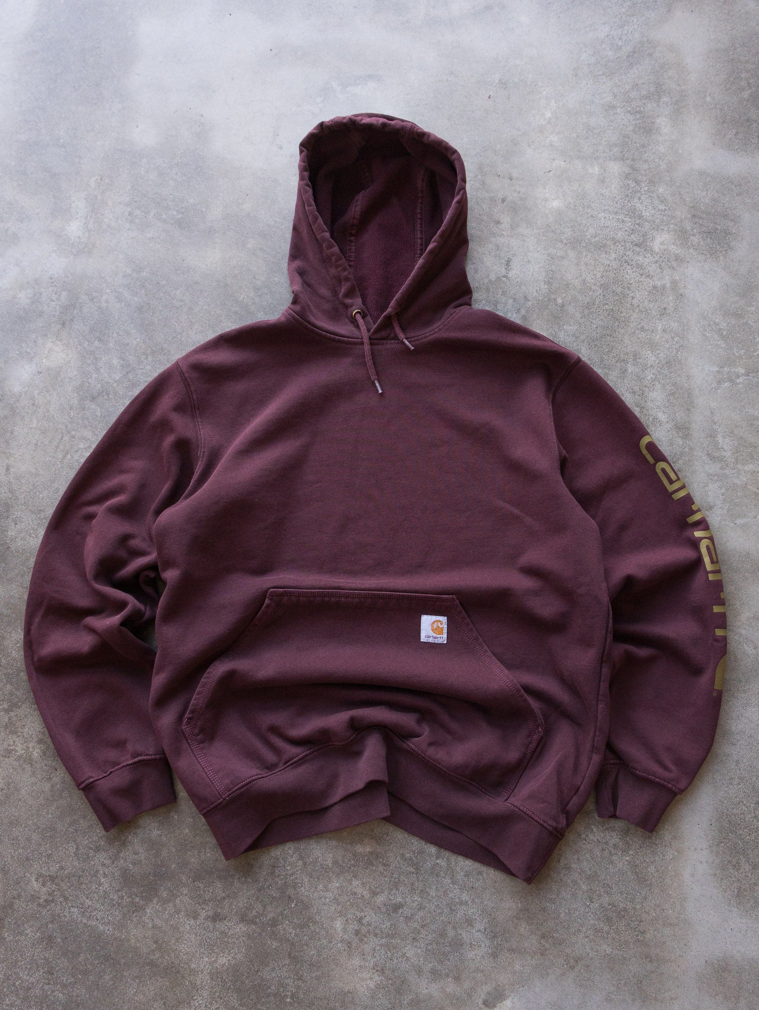 Vintage Maroon Carhartt Spell Out Hoodie (L)