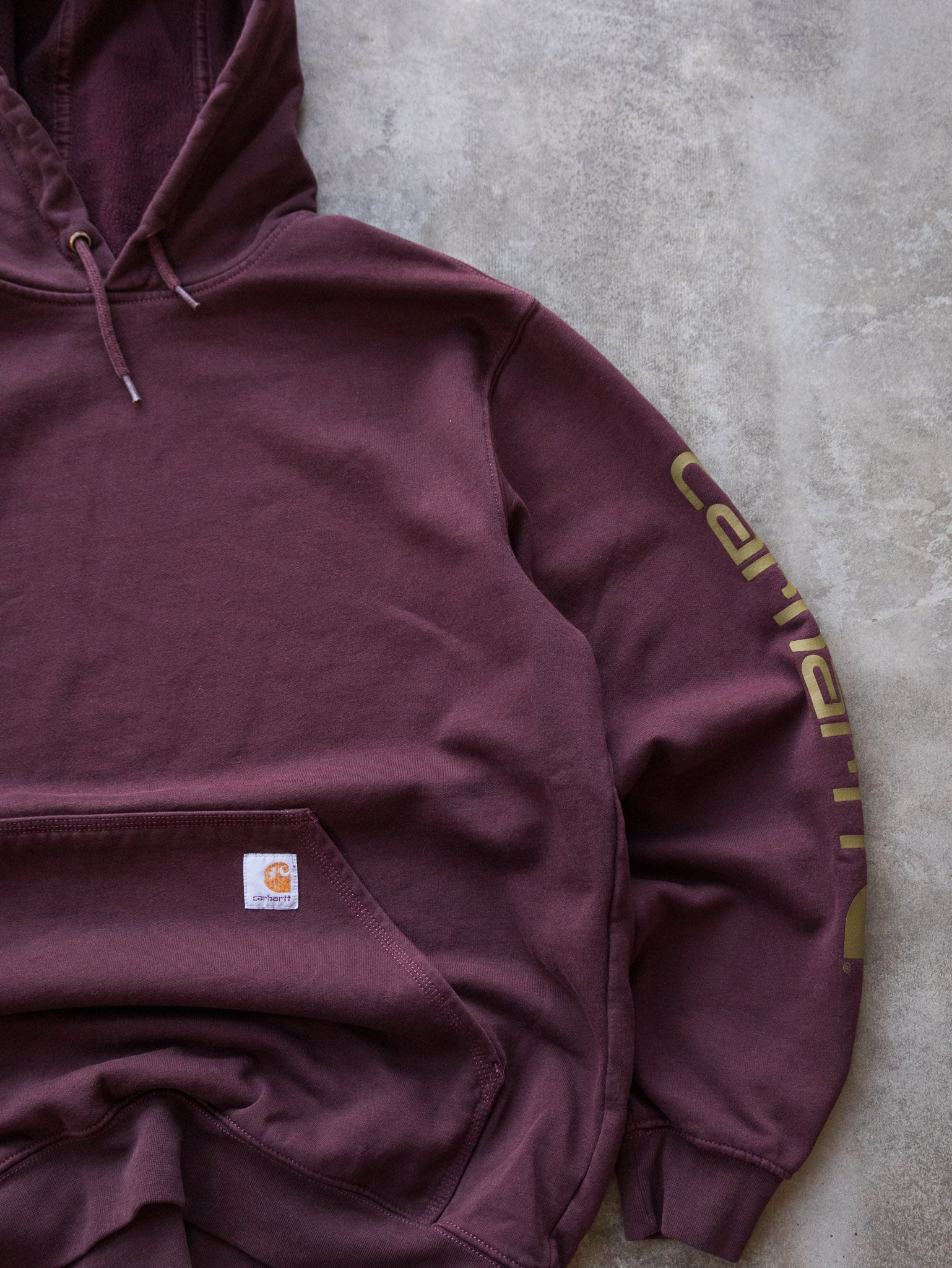 Vintage Maroon Carhartt Spell Out Hoodie (L)