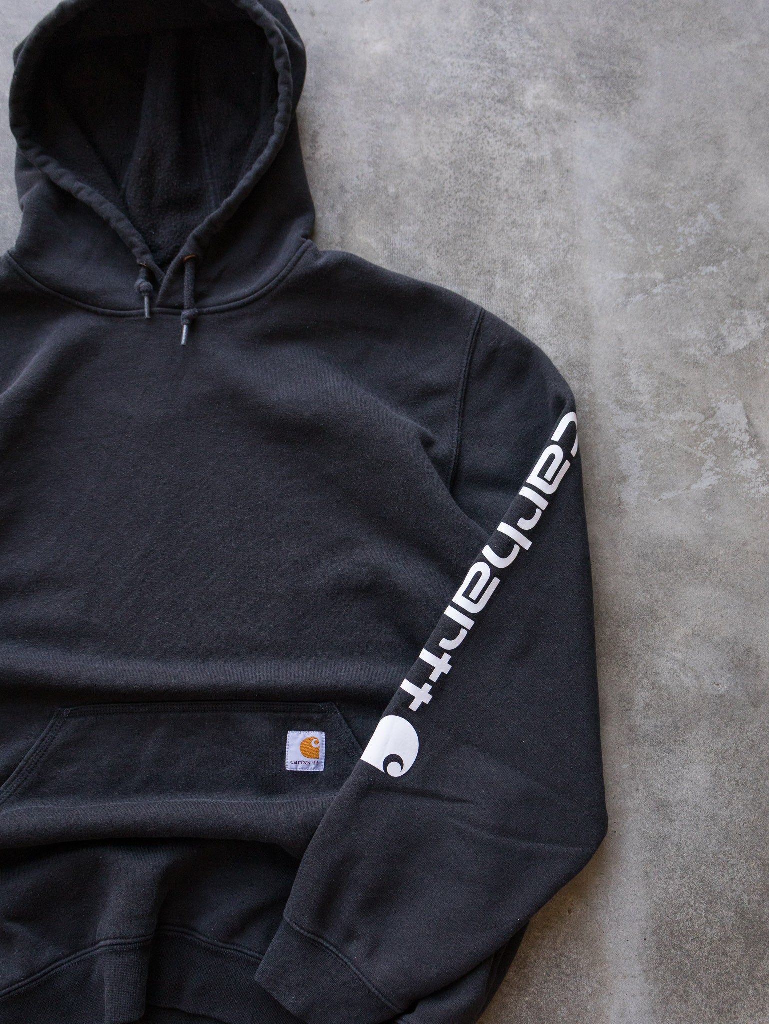 Vintage Black Carhartt Spell Out Hoodie (XL)