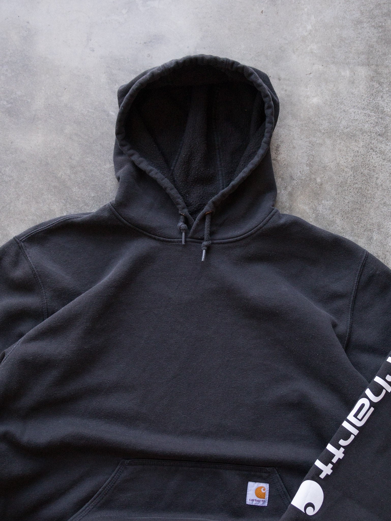 Vintage Black Carhartt Spell Out Hoodie (XL)
