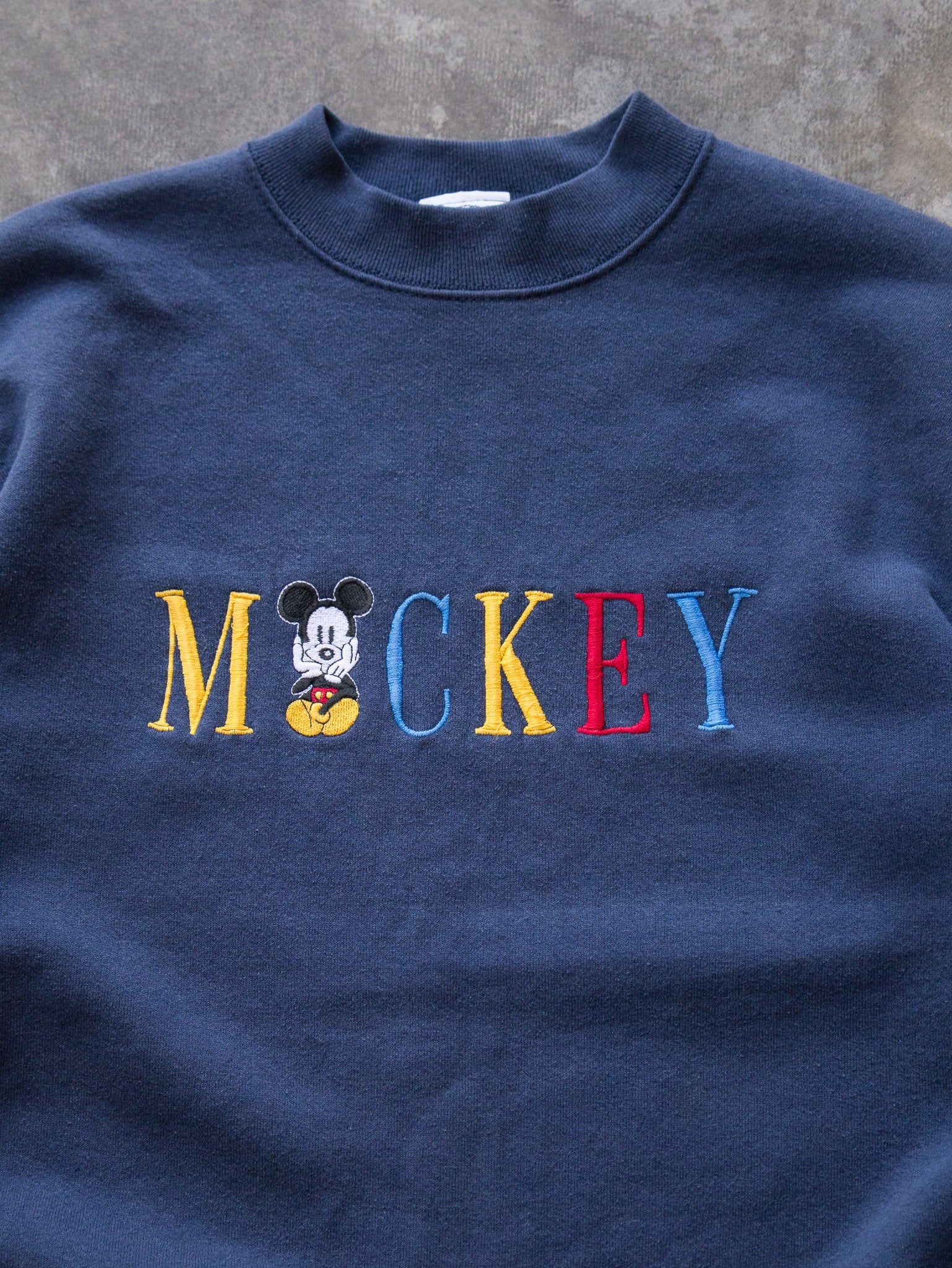 Vintage 90s Navy Mickey Spell Out Sweatshirt (XL)