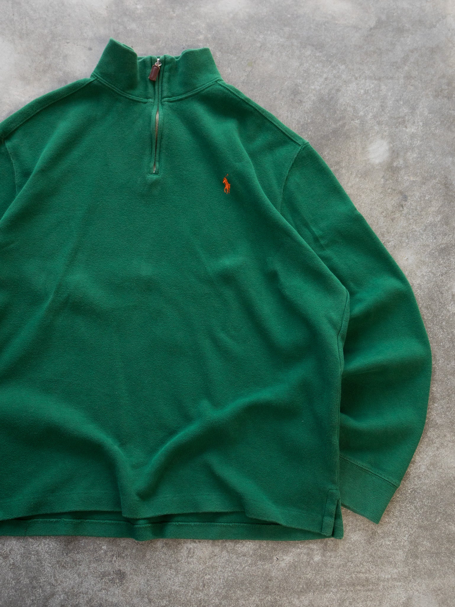 Vintage Green Ralph Lauren Quarter Zip Knit (XL)