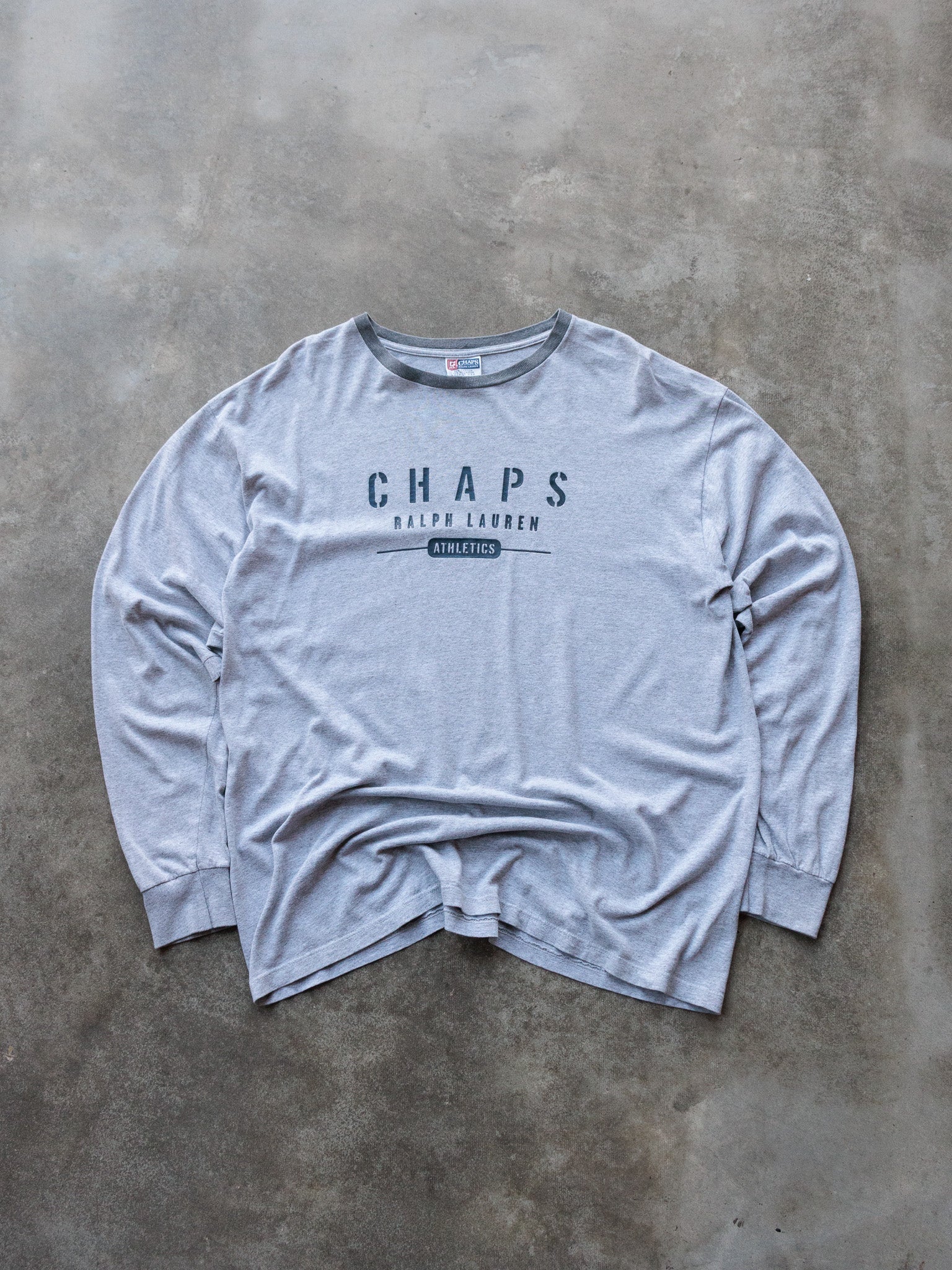 Vintage 90s Grey Chaps Ralph Lauren Ringer Long Sleeve (L)