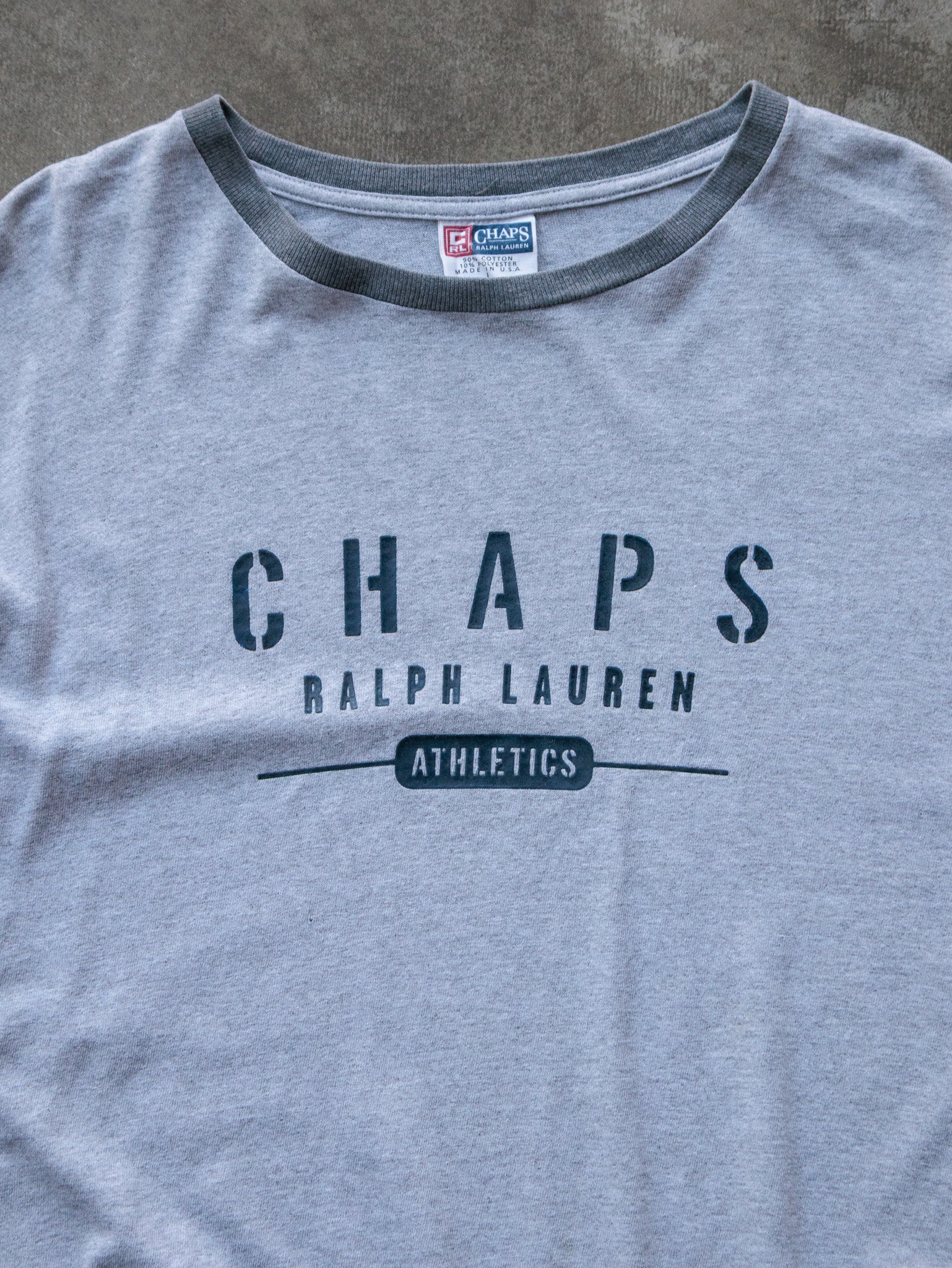 Vintage 90s Grey Chaps Ralph Lauren Ringer Long Sleeve (L)