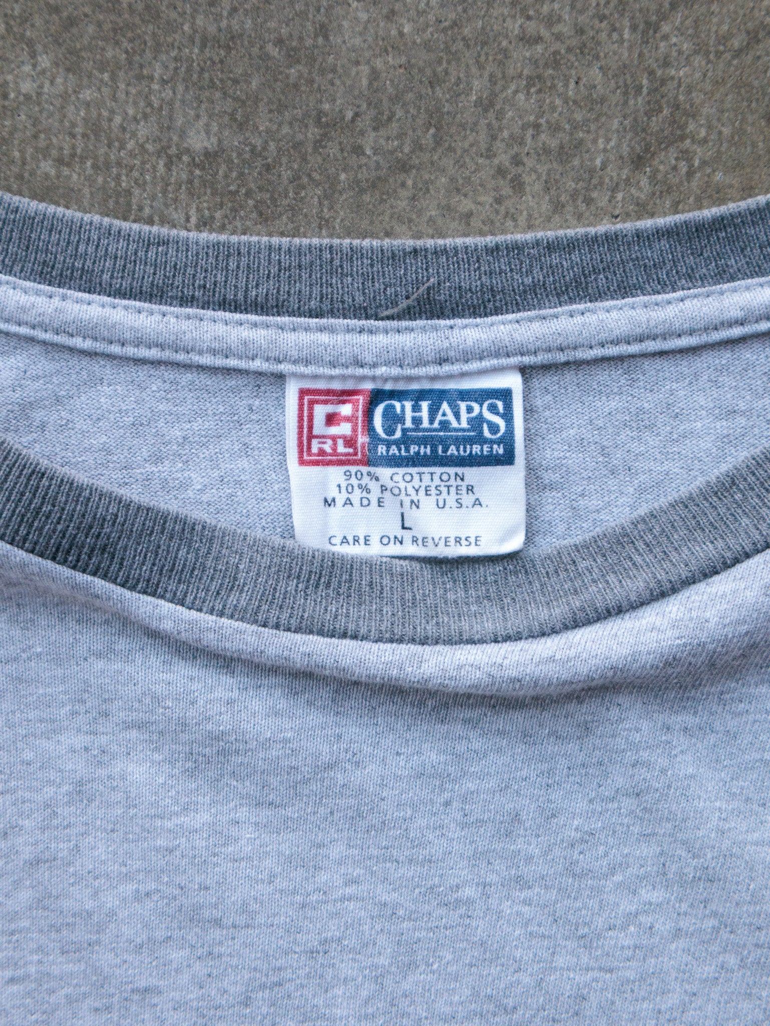 Vintage 90s Grey Chaps Ralph Lauren Ringer Long Sleeve (L)