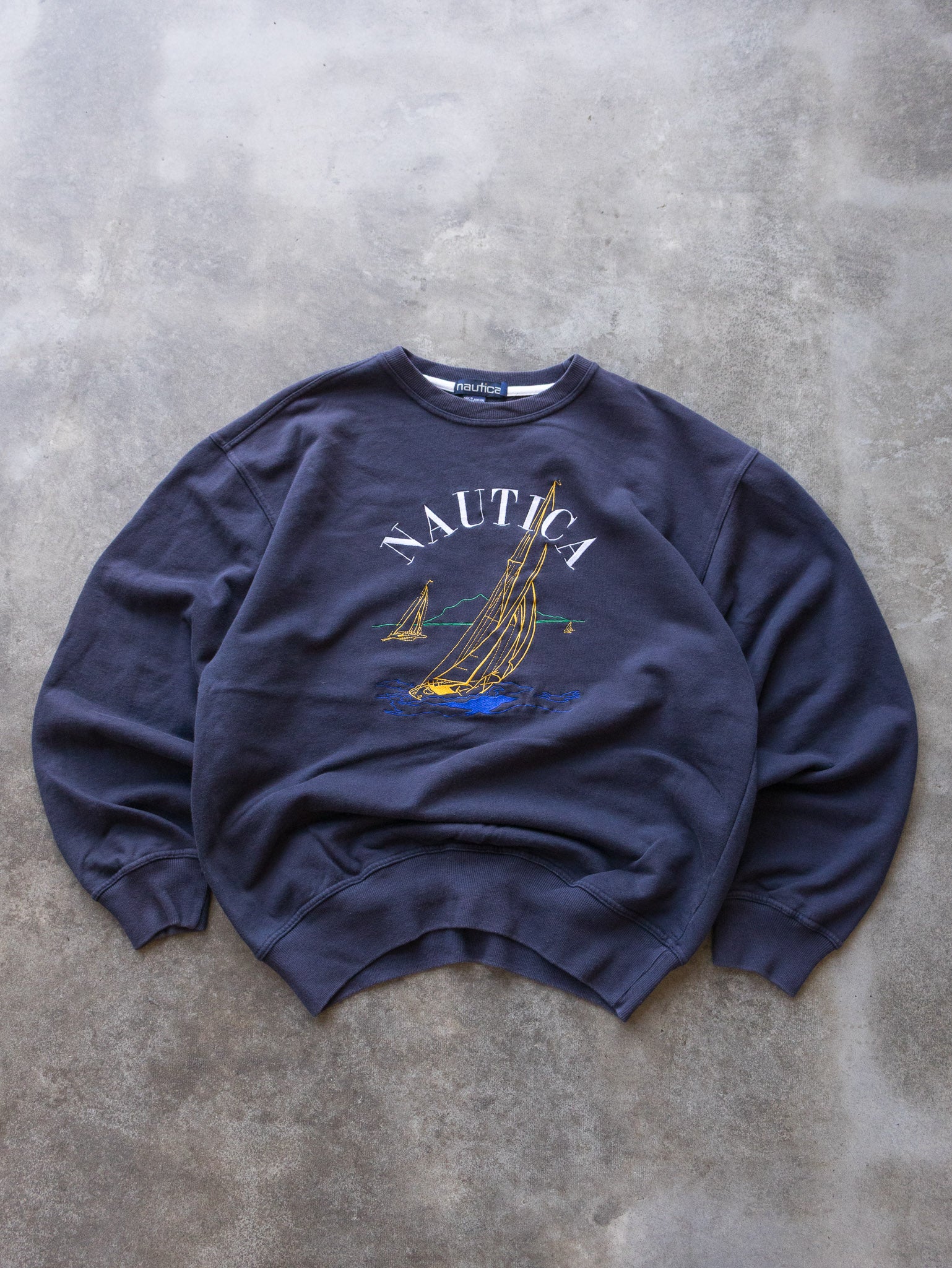 Vintage Navy Nautica Embroidered Sweatshirt (L)