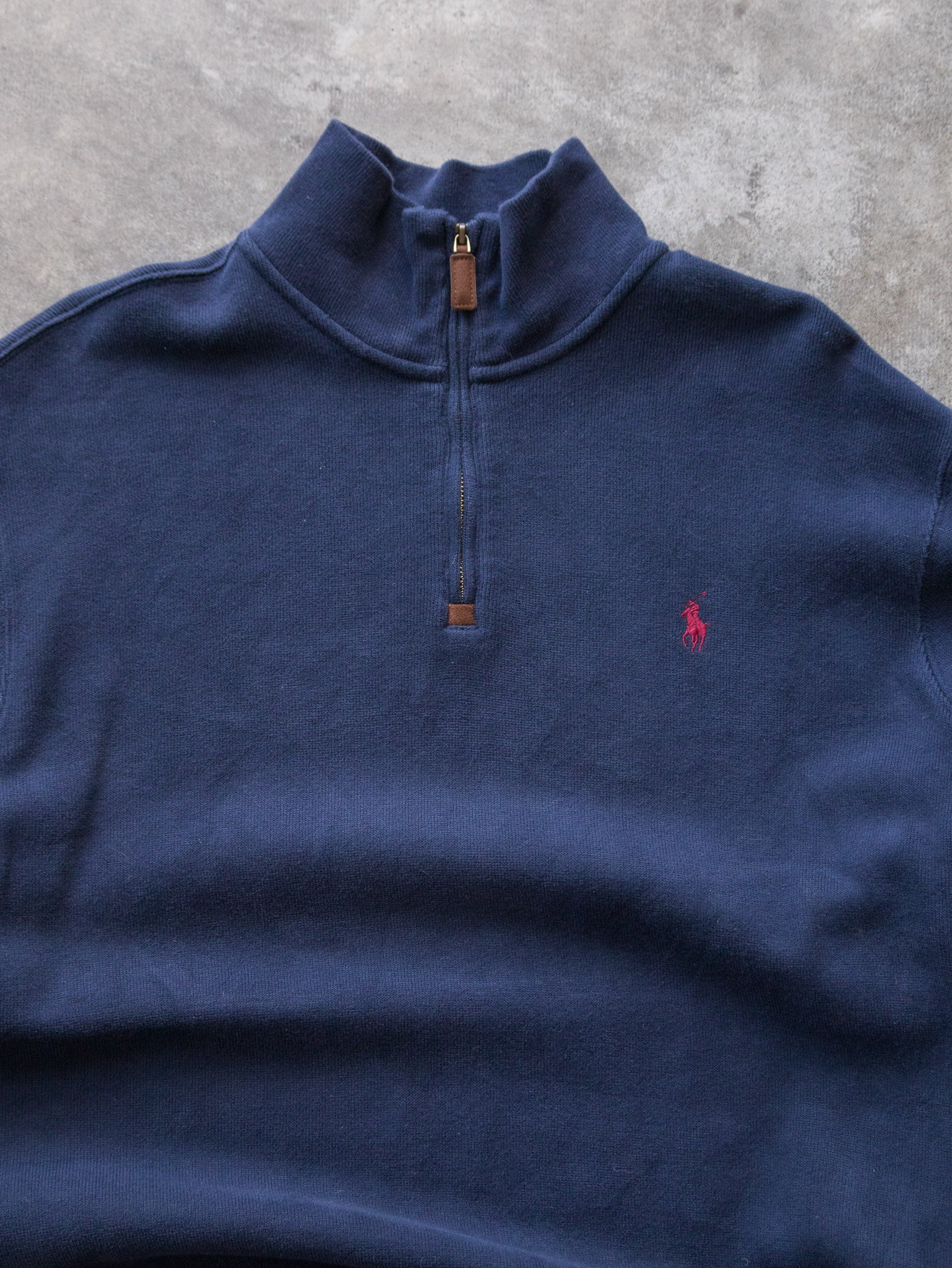 Vintage Navy Polo Ralph Lauren Quarter Zip Sweatshirt (L)