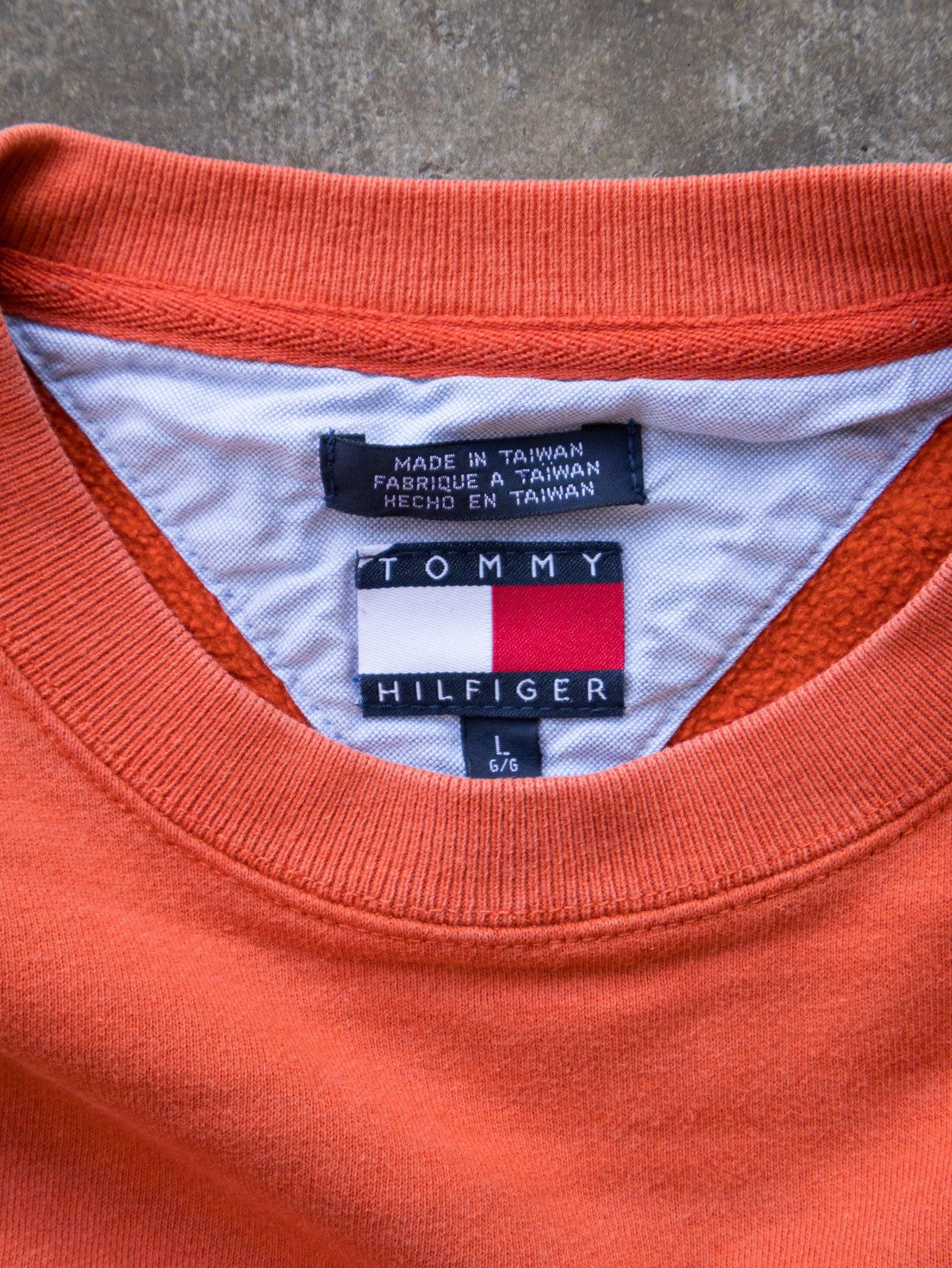 Vintage 90s Orange Tommy Hilfiger Sweatshirt (L)